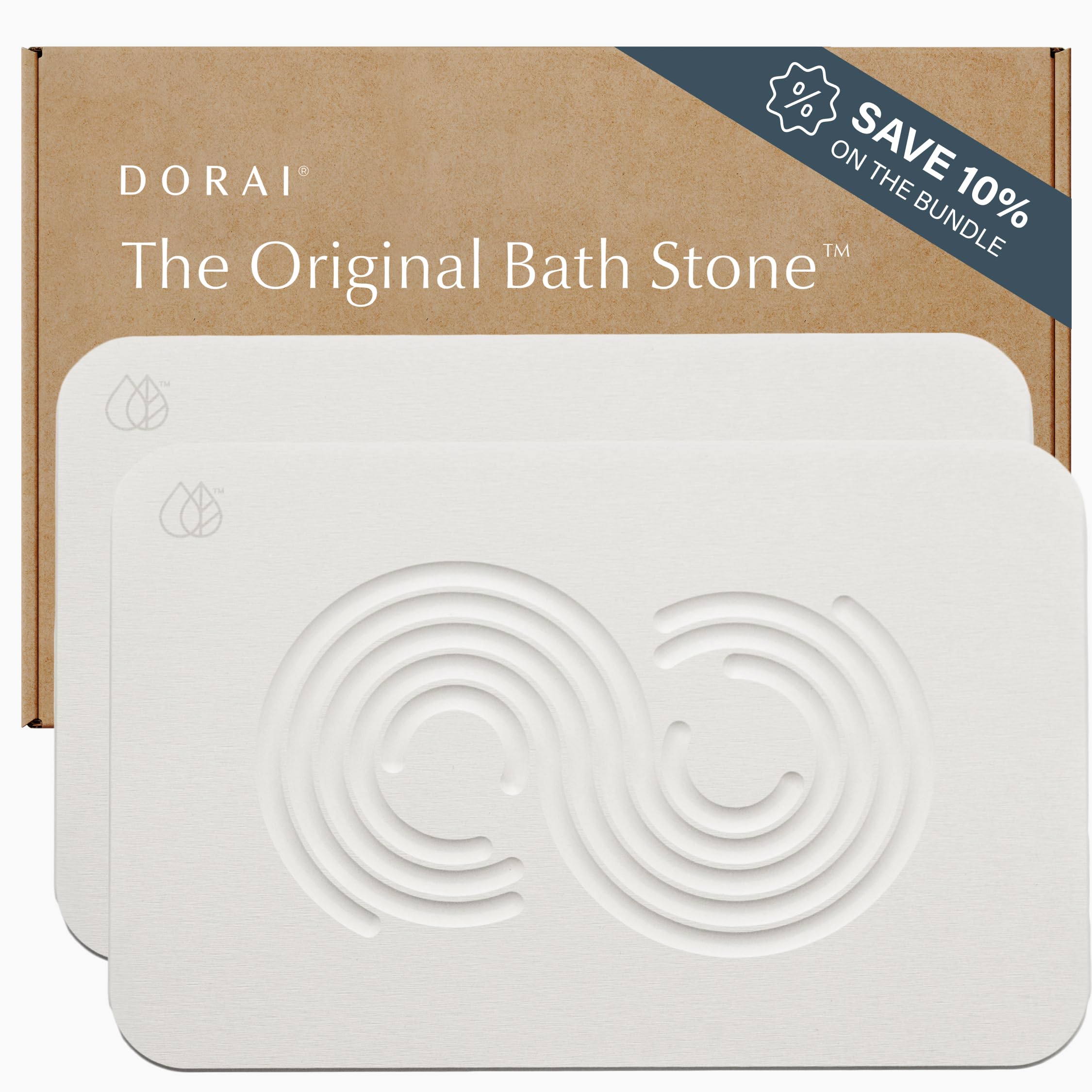 Dorai Home Bath Stone Mat 23.6"x15.4"| Luxury Diatomite Stone Bath Mat |Quickly Removes Water | Non-Slip, Quick-Dry Bath Mat for Bathroom | Zen