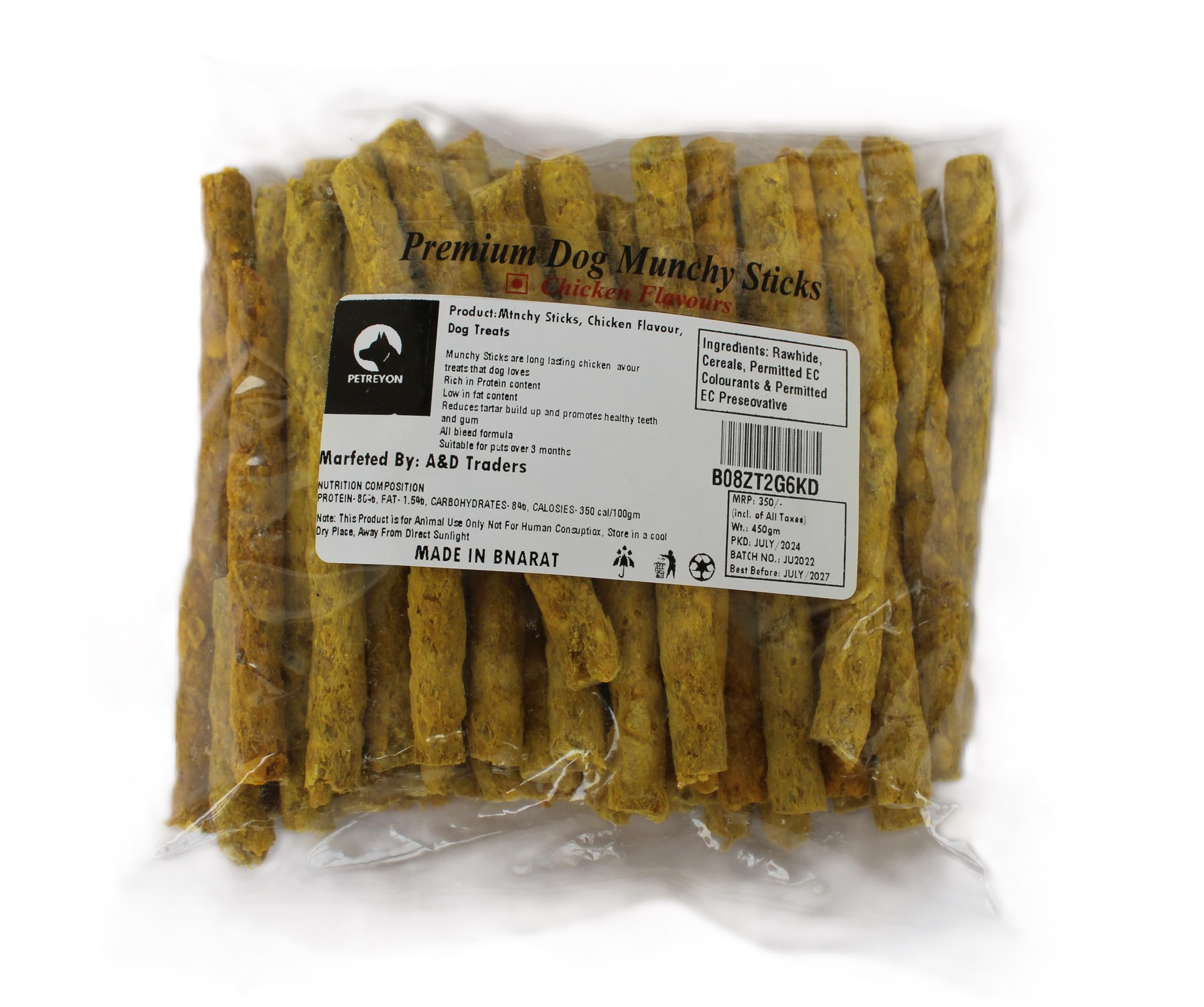 Petreyon Munchy Sticks, Chicken Flavour, Dog Treats 450gm (Buy 1 Get 1 Free) for Dogs and Puppies, Total 900 gram, All Life Stages (B0DBJ69D6Y) Amazon Price History, Amazon Price Tracker