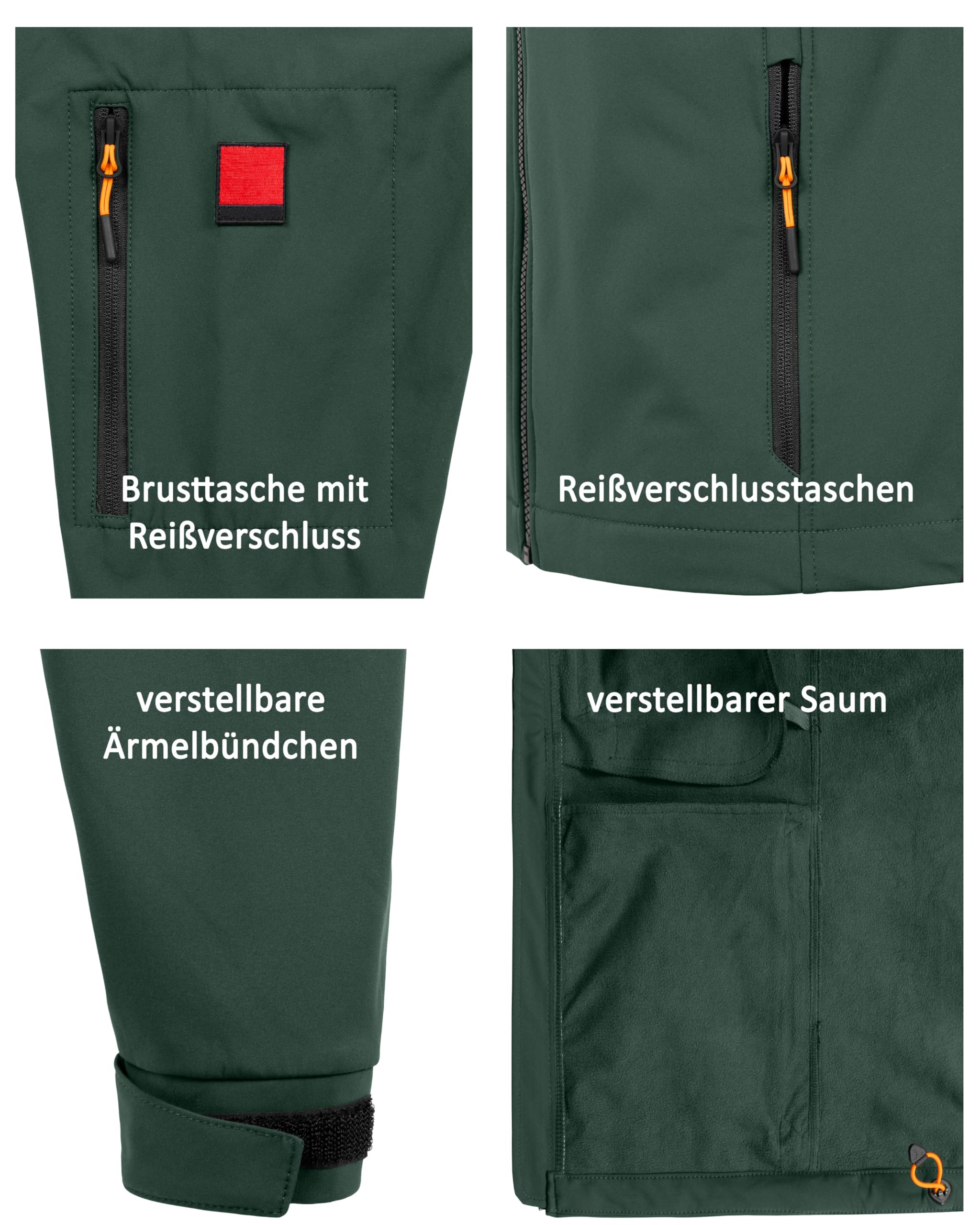 Herren leichte Softshelljacke - wasserdicht & atmungsaktiv - Outdoorjacke mit abnehmbarer Kapuze - winddicht & Stretch - funktionale Wanderjacke mit vielen Taschen - Arbeitsjacke Größen S-5XL