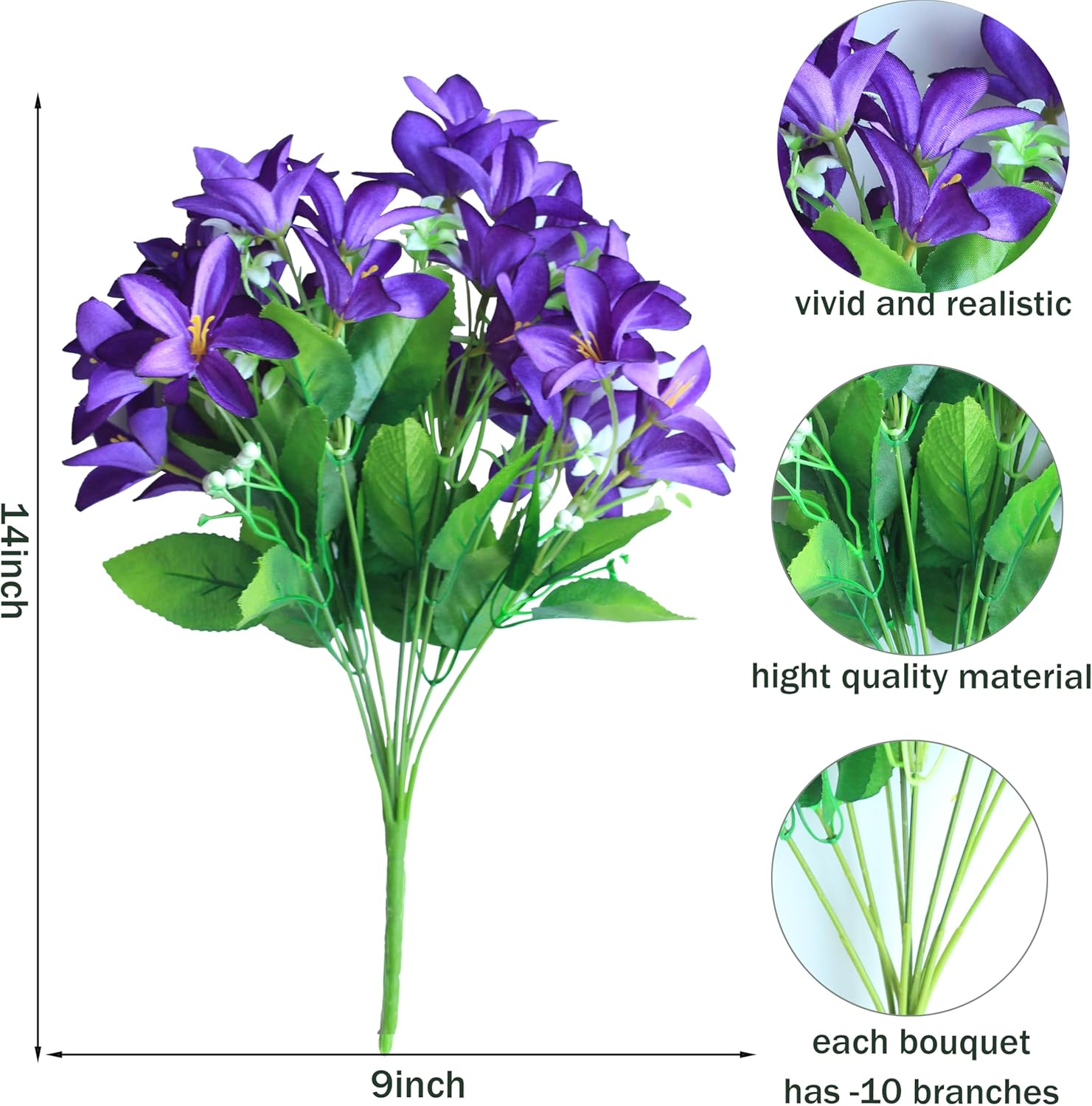 Artificial Plants Flower for Outdoors 4 Bundles Artificial Silk Flowers Fake Spring Flowers Indoor Outside Plastic plants Purple Faux Azalea Flower for Garden Porch Window Box Decoration (Purple) - Image 4