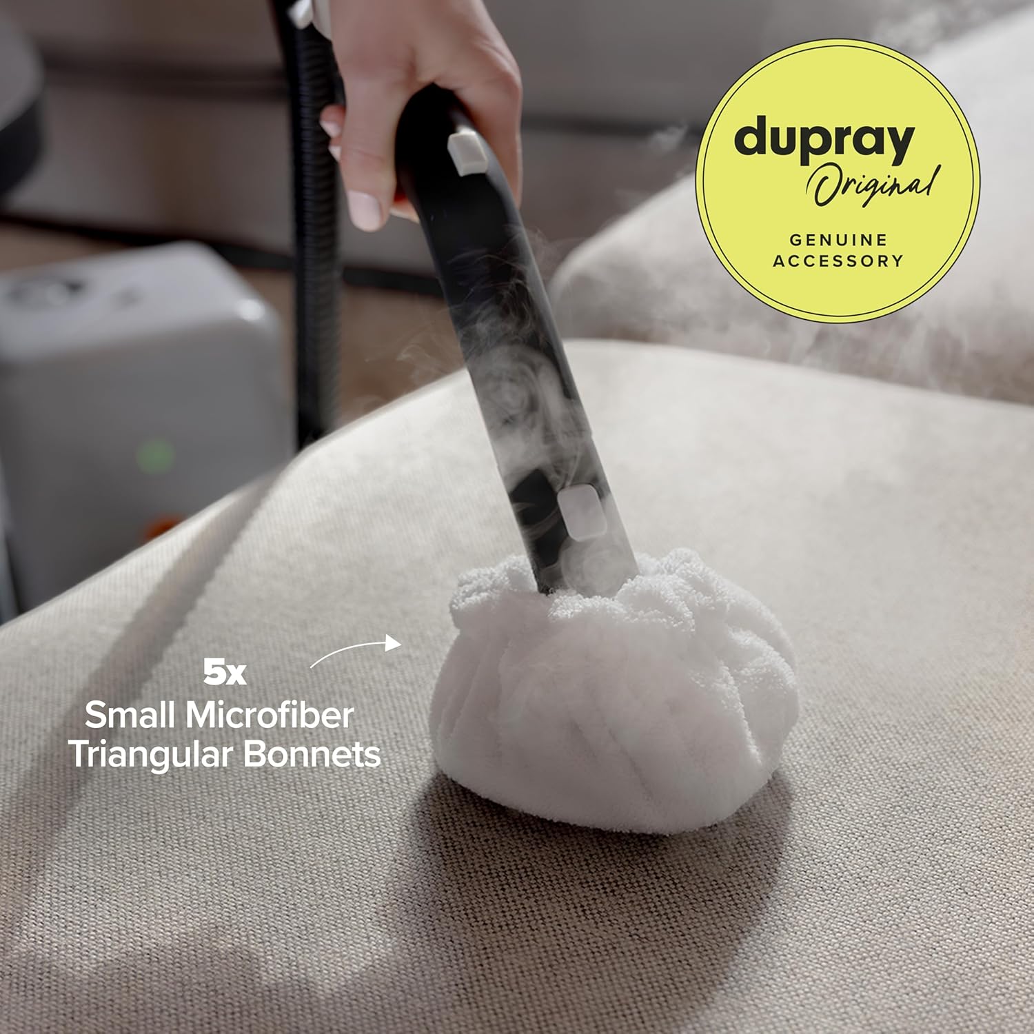 Dupray Small Triangle Bonnets – Reusable Microfiber Cleaning Pads for Steam Cleaners, Precision Fit Steam Mop Accessories for Hard Floors, Tiles, Grout – Pack of 5