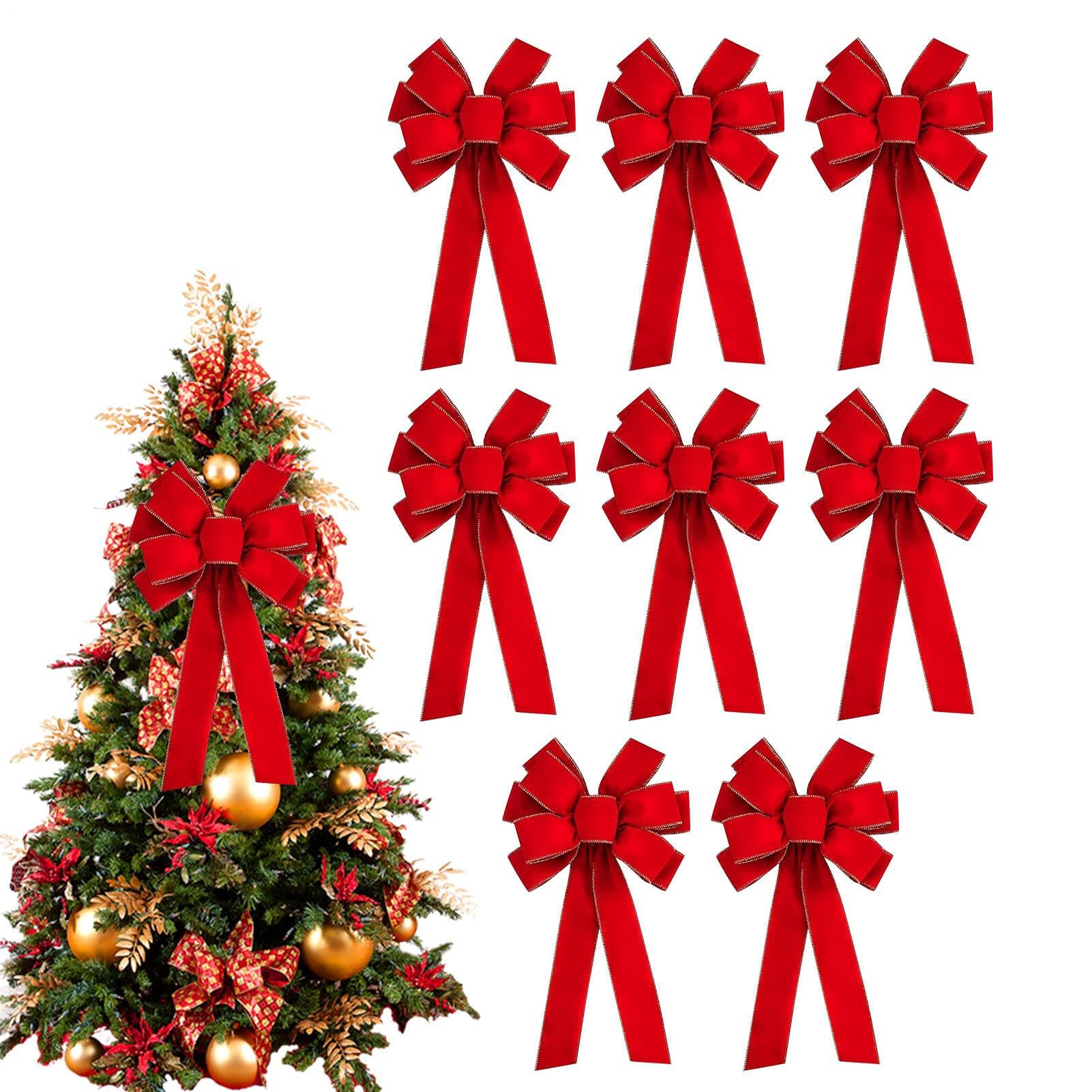 Lazo de Navidad de terciopelo grande con diseño Premium para decoración de pared shjxi