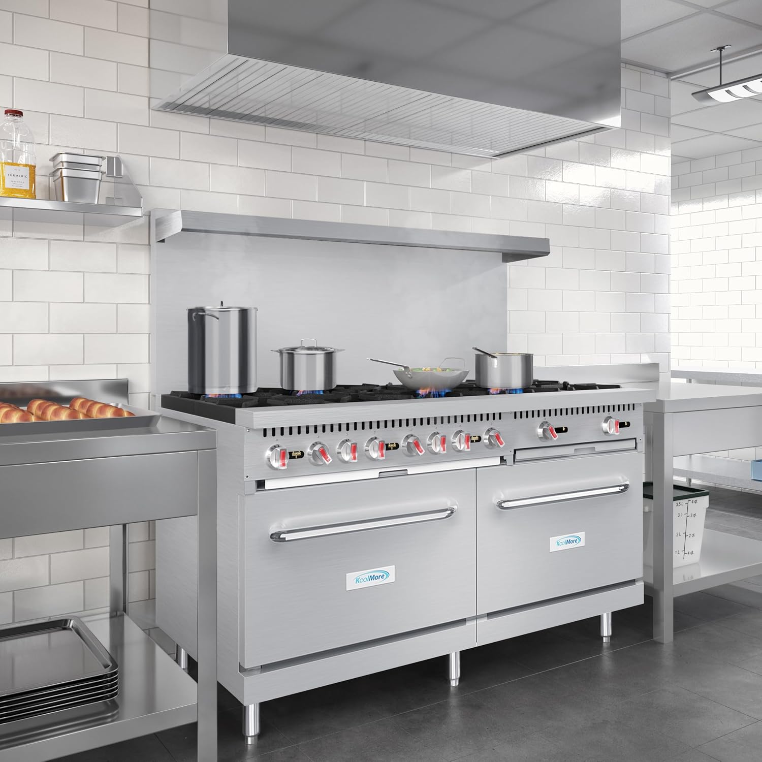 KoolMore 60 in. 10 Burner Commercial Natural Gas Range with Oven (KM-CR60-NG)