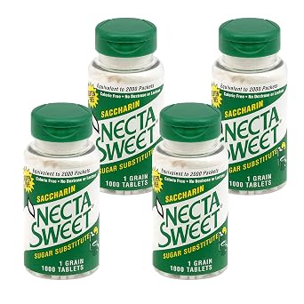Necta Sweet 1-Grain Saccharin Tablets 1000-Tablet Bottle, 4 Pack