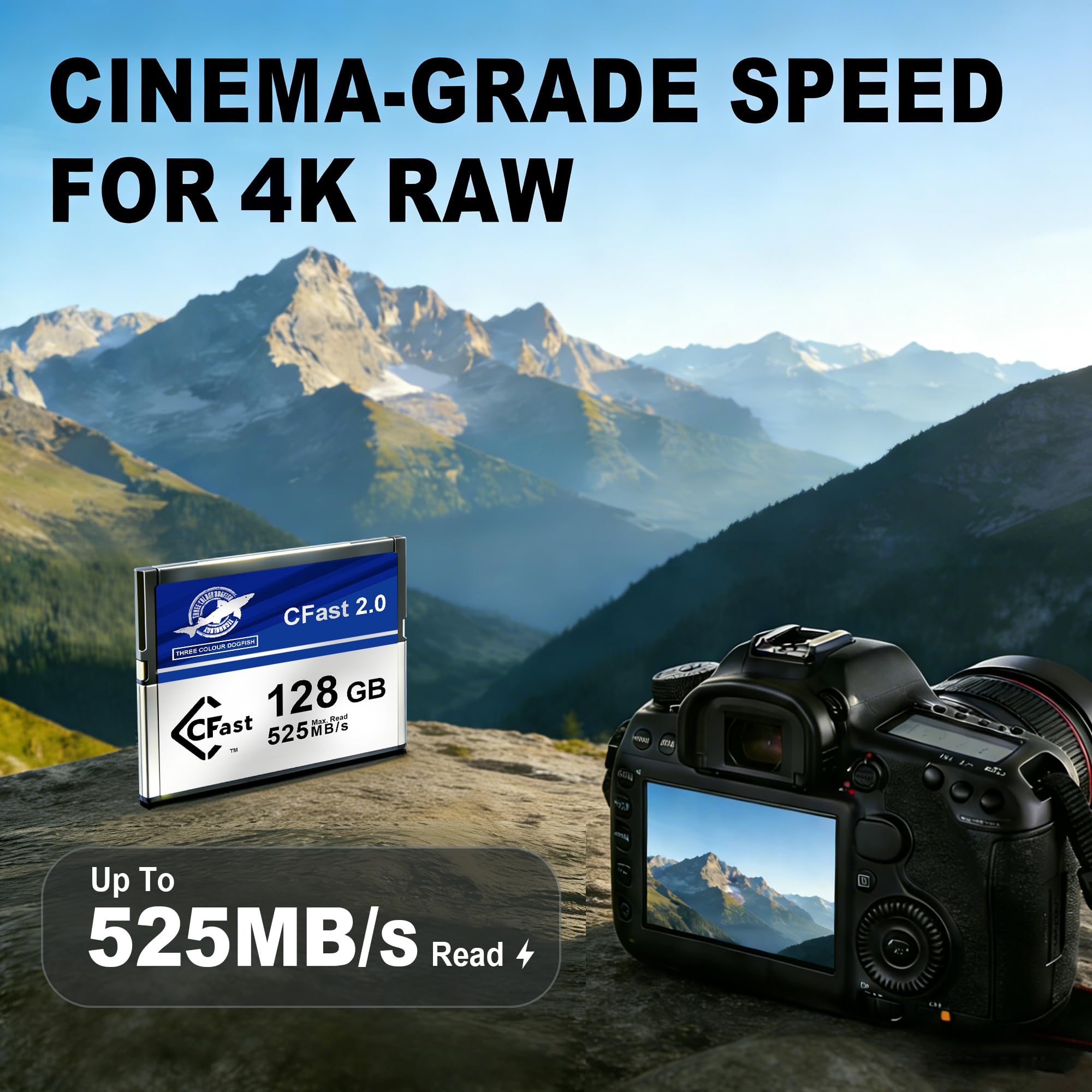 Dogfish CFast 2.0 Karte 128GB, Kino-Performance für 4K RAW, bis zu 525MB/s Lesen, MLC NAND für maximale Haltbarkeit, Kompatibel mit Canon EOS C200, C300 Mark II, C700, EOS-1D X Mark II...