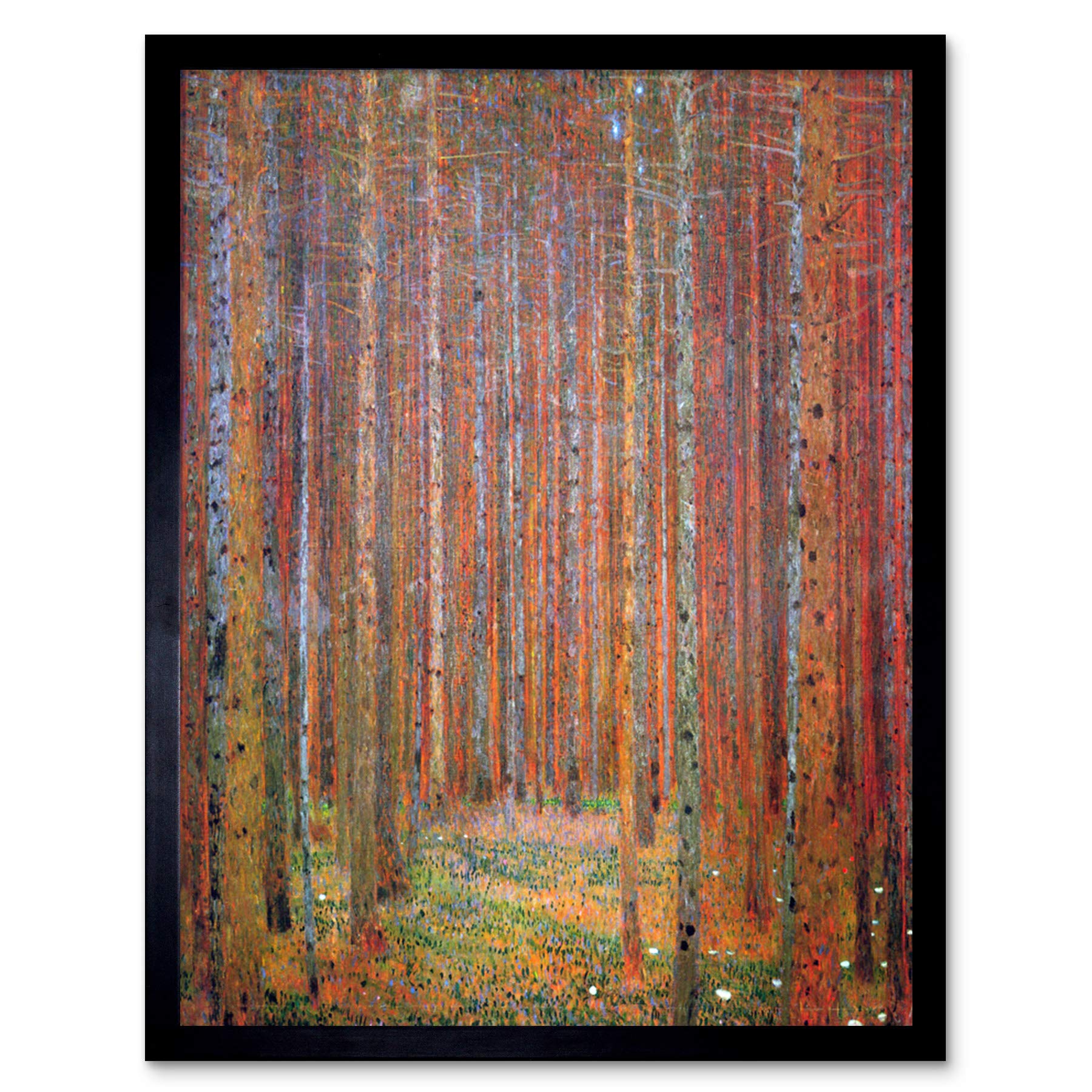 Wee Blue Coo Framed Print - Klimt Tannenwald I Fir Forest - 12" x 16" - Brown