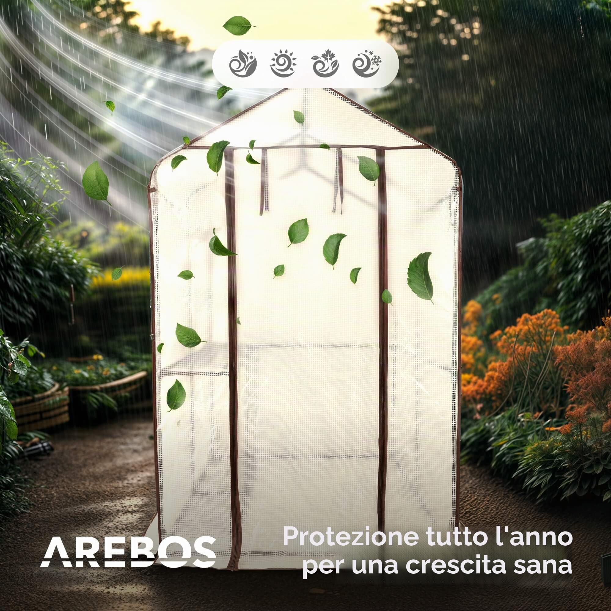 Arebos Serra in pellicola di alta qualità, con 2 livelli, 120 x 186 x 190 cm, con ripiani, salvaspazio, di alta qualità, stabile e facile da montare