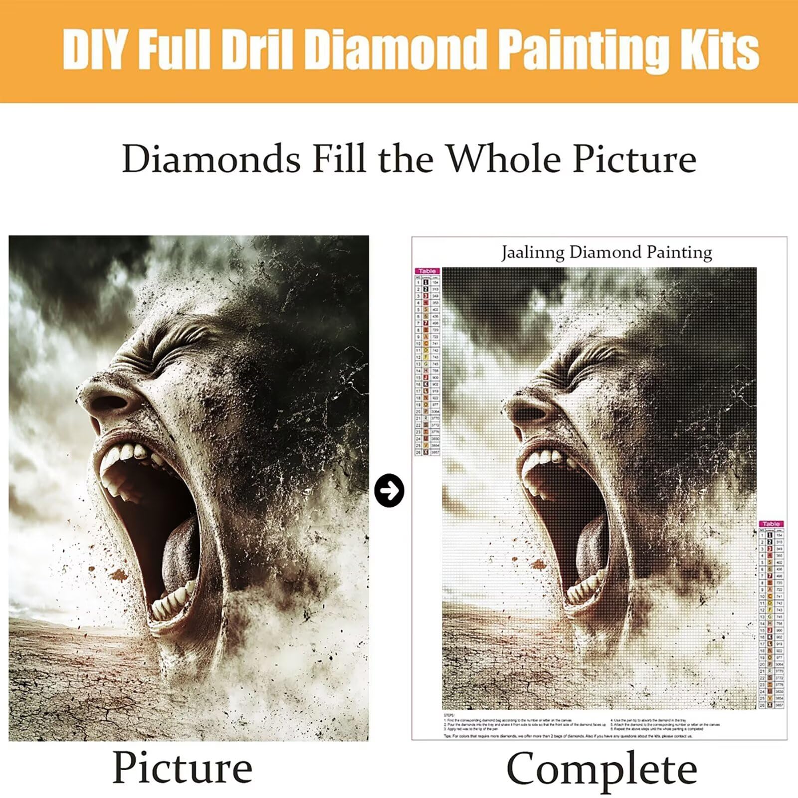 Diamond Painting Kit Completo, Diamond Painting Astratto, 5D Quadrato Pittura Diamante Kit Manualidades Adultos DIY Diamantini Crystal Art Disegni Ricamo Punto Croce Artigianale, 60x90cm Uomo j0-744