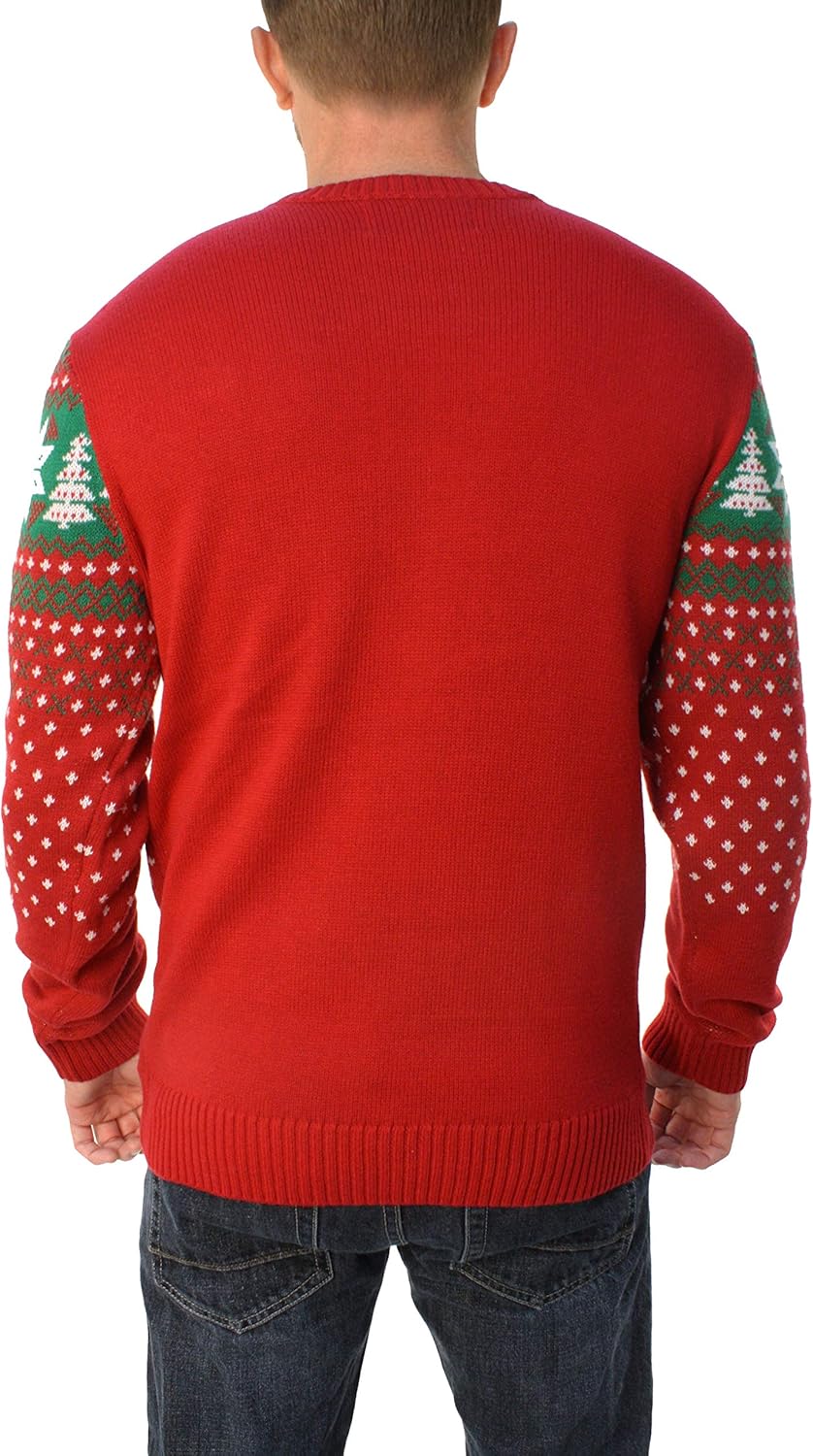 UglyChristmasSweater Mens Assorted Light-up Xmas Crew Neck Sweaters with Multi-Colored Led Flashing Lights - Image 3