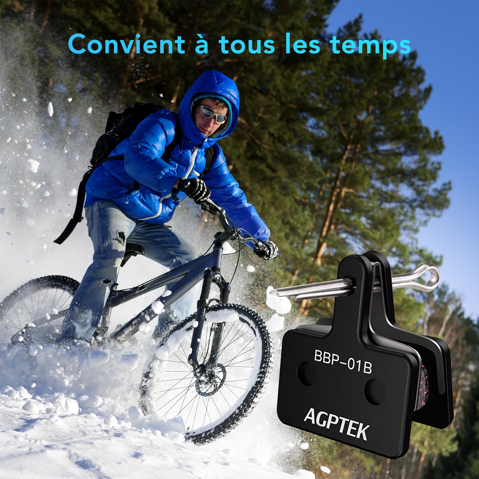 AGPTEK 4 Paires Plaquettes de Frein Vélo à Disque, Bicyclette Patins de Frein Semi-Métalliques pour Shimano TRP Tektro Deore M575 M525 M515 T675 M505 B01S C501 M495 M486 M485