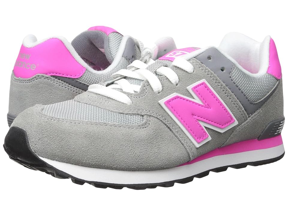 

New Balance Kids 574 (Big Kid) (Grey/Pink) Girls Shoes, Gray