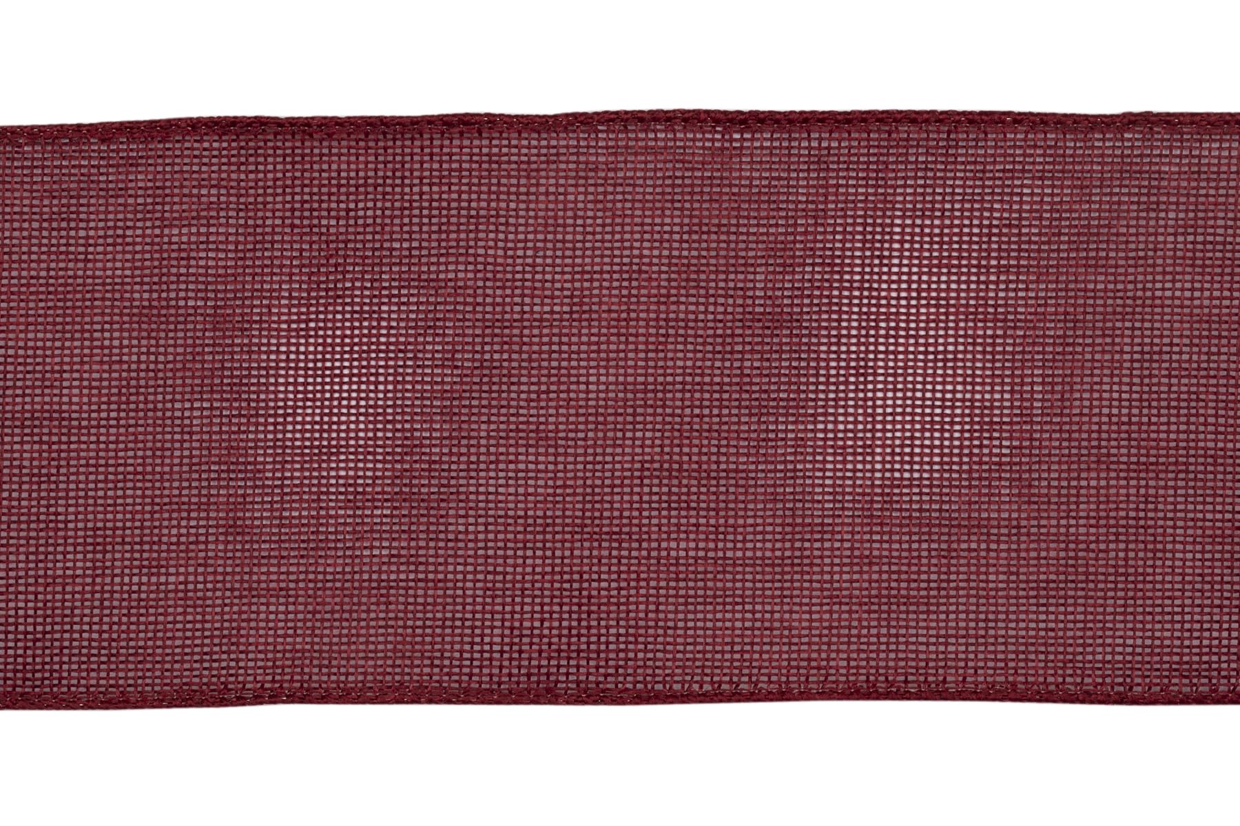 Ribbonitlux Burgundy Burlap Wired Ribbon, 100mm x 18 Meters, Wired Edge Burlap Ribbon for Gift Wrapping Big Bow, Wreath - Image 2
