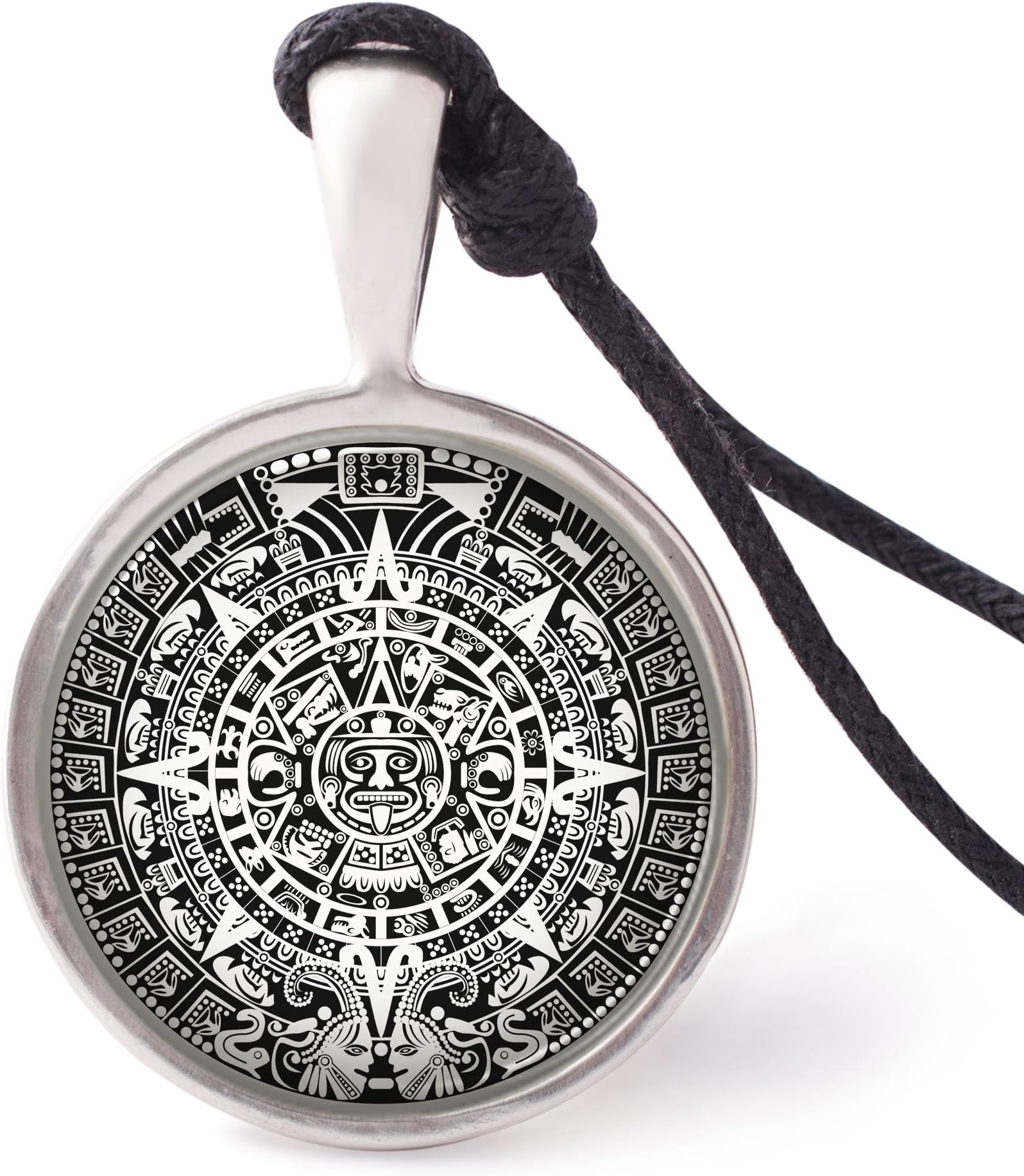 Mayan Calendar Necklace Pendants Pewter Silver