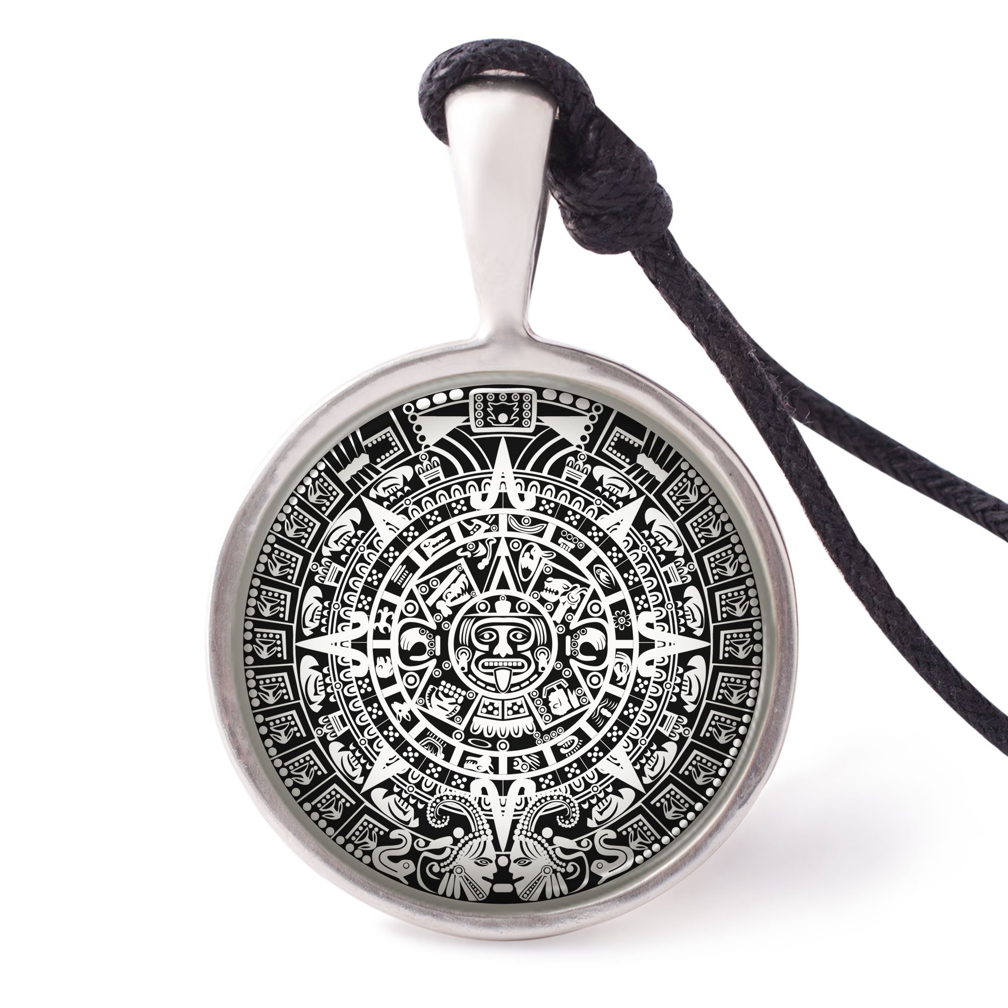 Mayan Calendar Necklace Pendants Pewter Silver