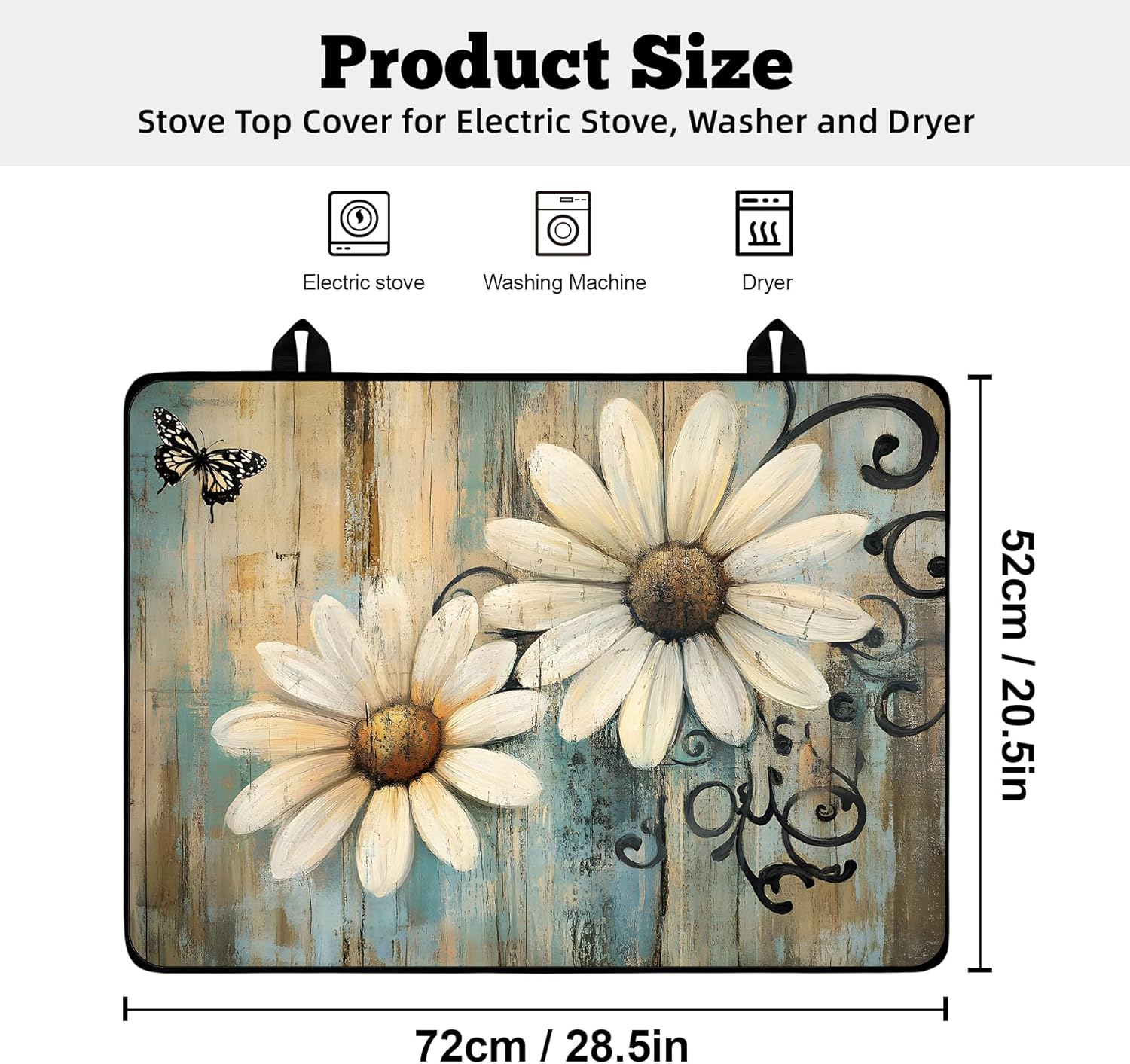Multi-Design Stove Cover for Glass/Electric Stoves - 3-in-1 Heat-Resistant Protector Mat, Non-Slip Drying Rack 28"x20"