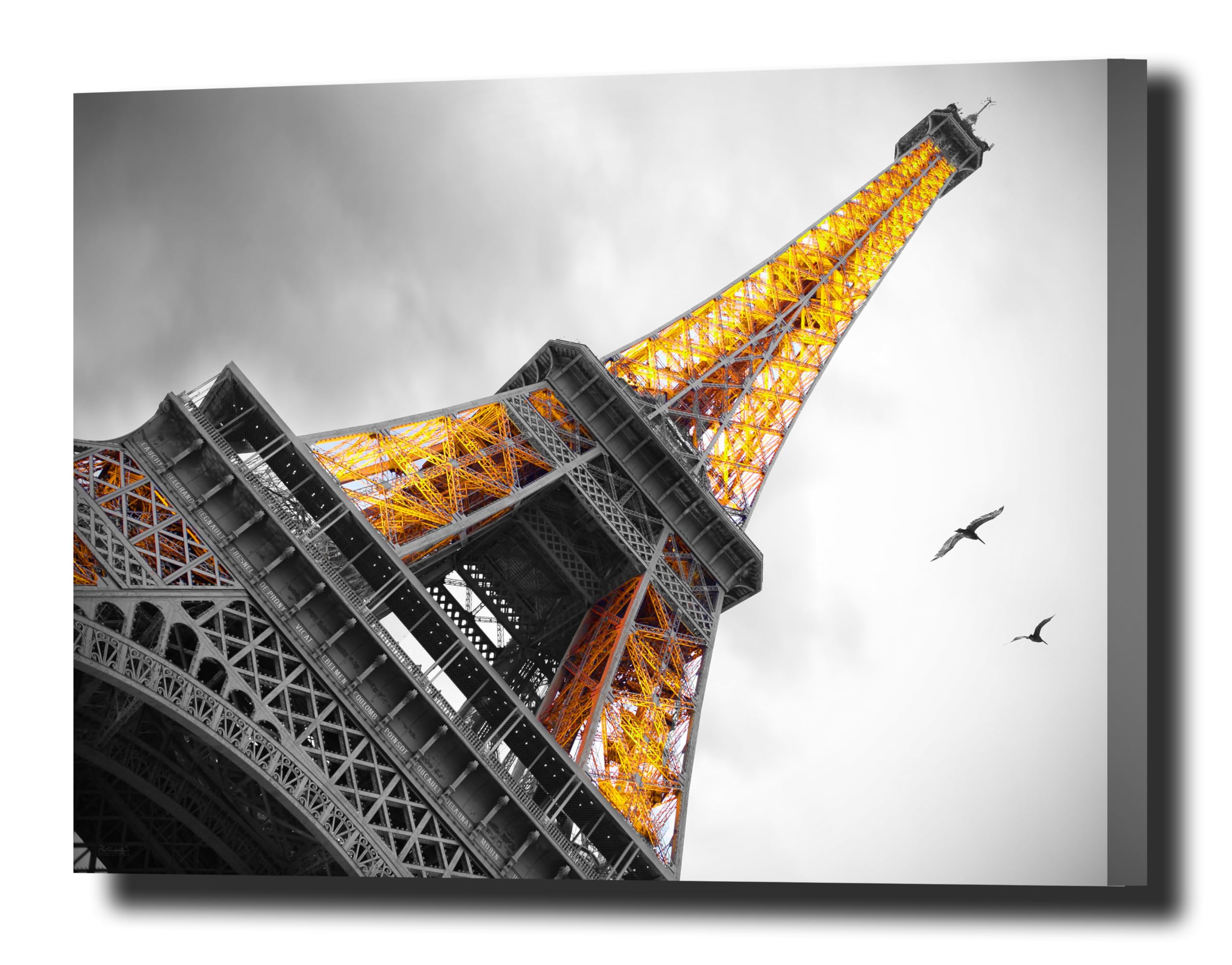 Photonability® Eiffel Tower Sunset Yellow Lights Paris France Europe Wall Art Canvas Giclee (24 x 36 x 1.25 inches)