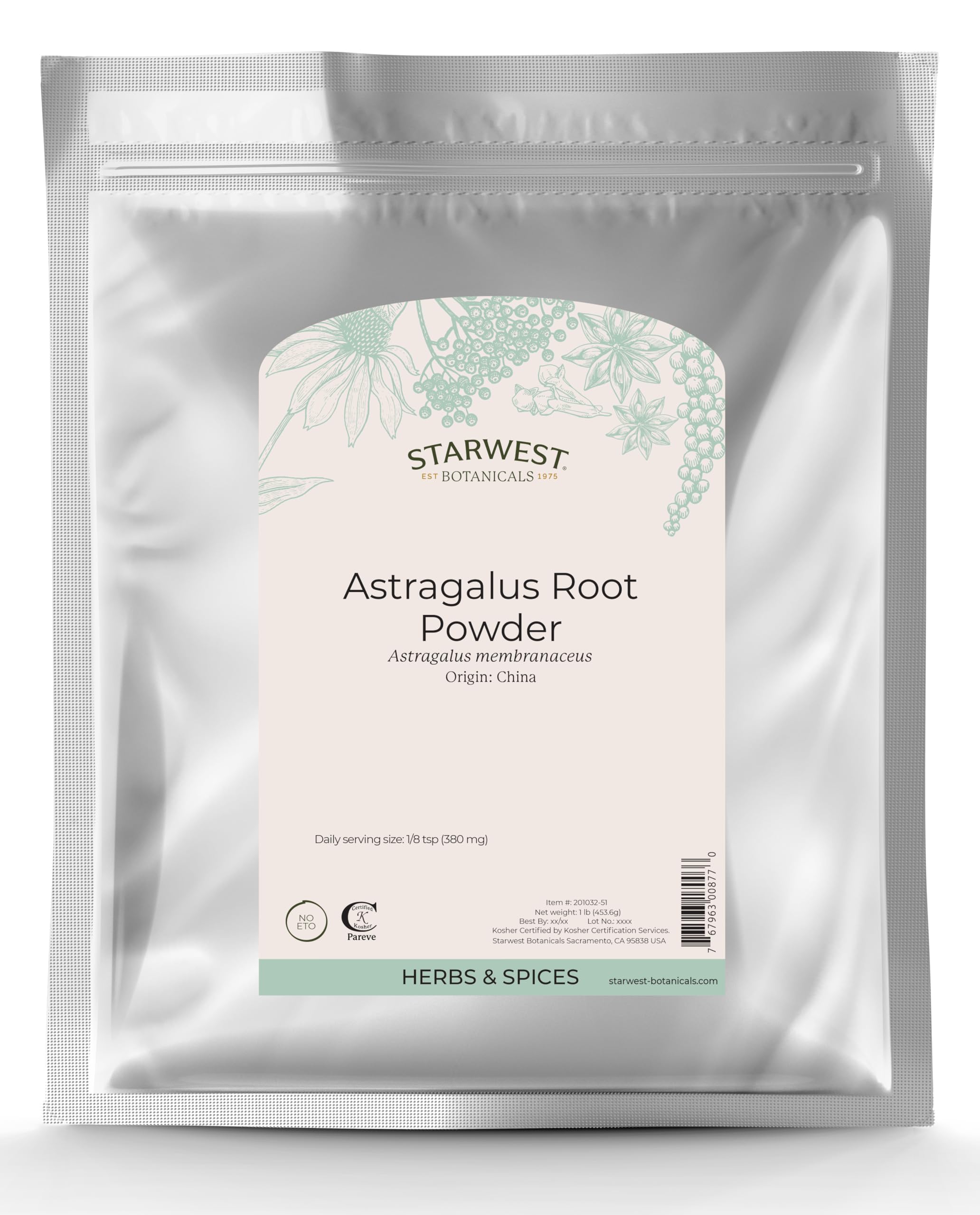 Starwest Botanicals Astragalus Root Powder, 1lbs