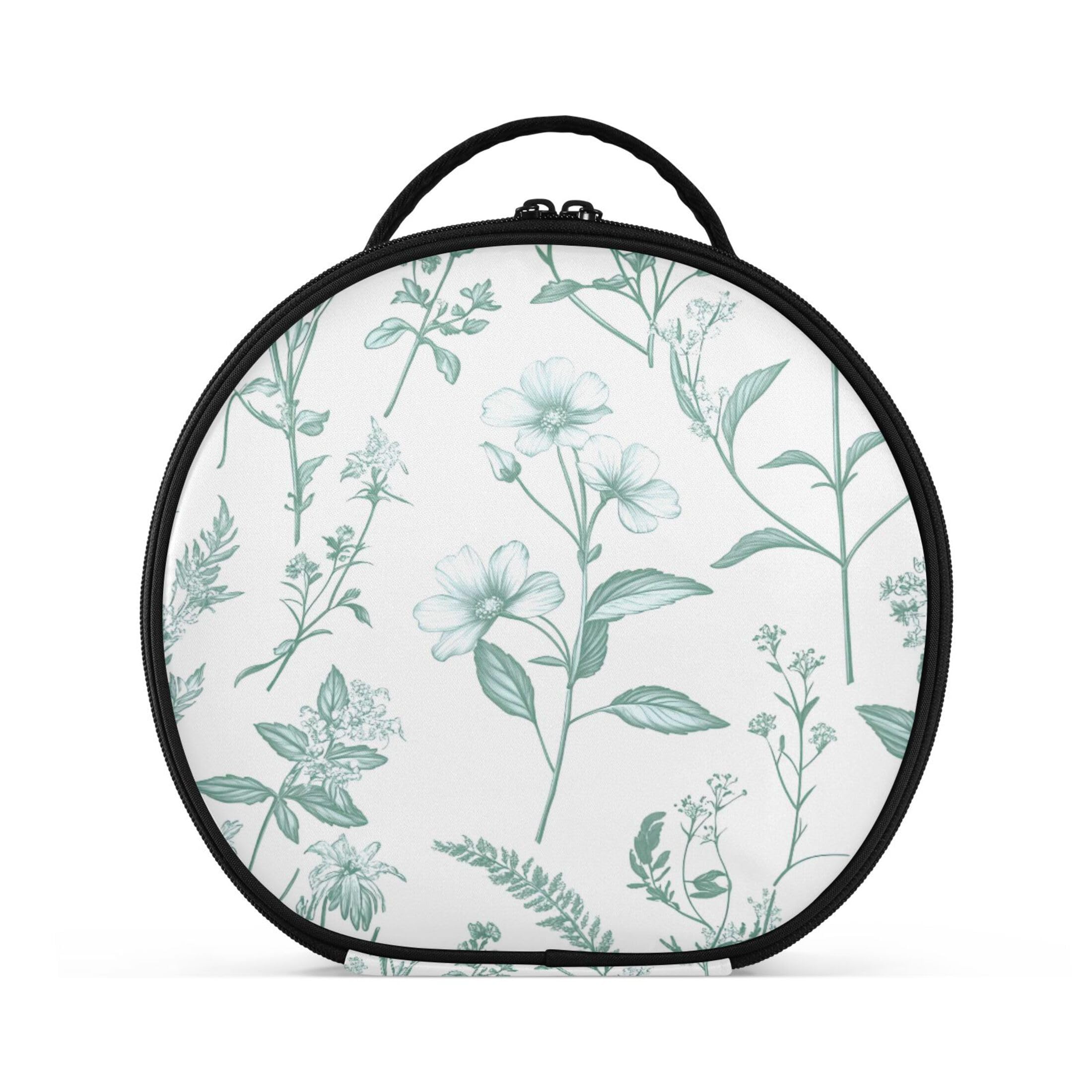 Takiito Vintage Herbs Wildflowers Travel Makeup Case Portable Makeup Box Artist Cosmetic Case Organizer With Adjustable Dividers