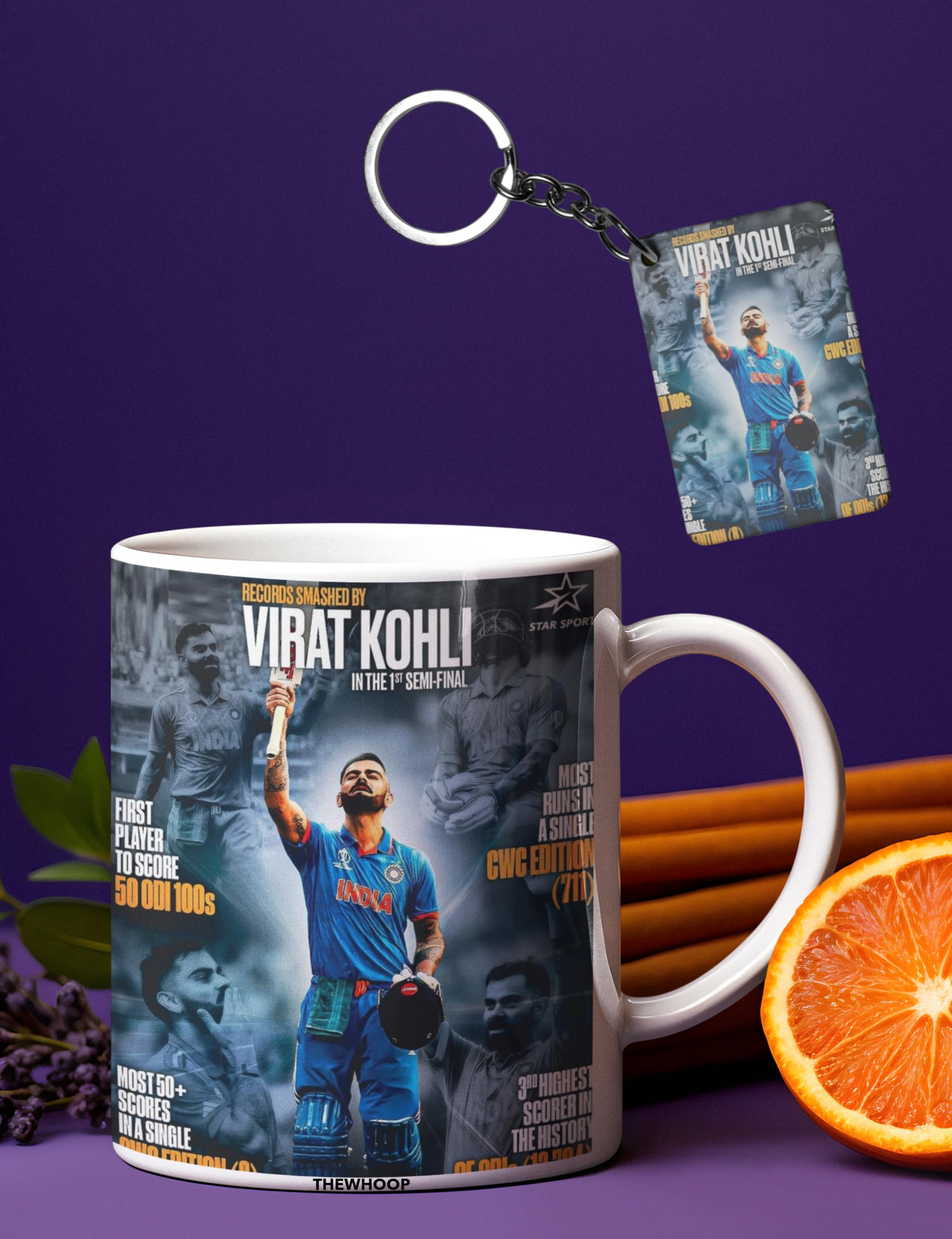 THEWHOOP Printed Virat Kohli White Ceramic Coffee Mug (350ml) with Wooden Key-Chain Pack of 2 Gift for Virat Kohli Fans & Cricket Lovers (VIRAT - All Records) (B0CTFPCJWL) Amazon Price History, Amazon Price Tracker