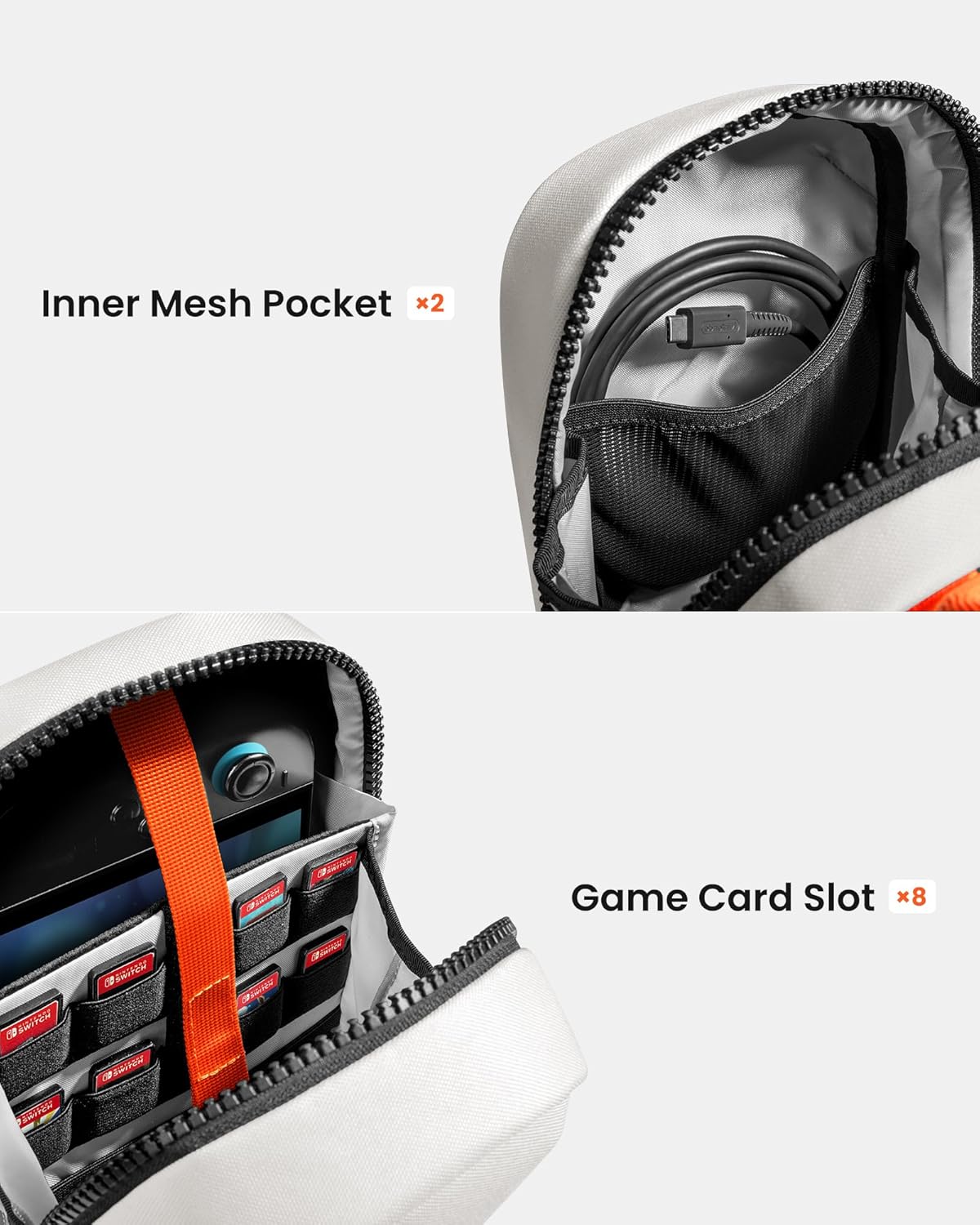 tomtoc Sling Crossbody Bag for Nintendo Switch 2, Protective Travel Chest Carrying Gaming Pouch with 8 Game Cartridges Slots - Image 6
