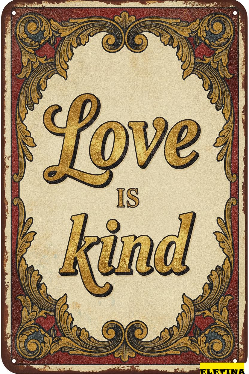Love Is Kind Easter Bible Themed Vintage Metal Sign Birth Of Jesus Scripture Kid Room Living Room 8x12in
