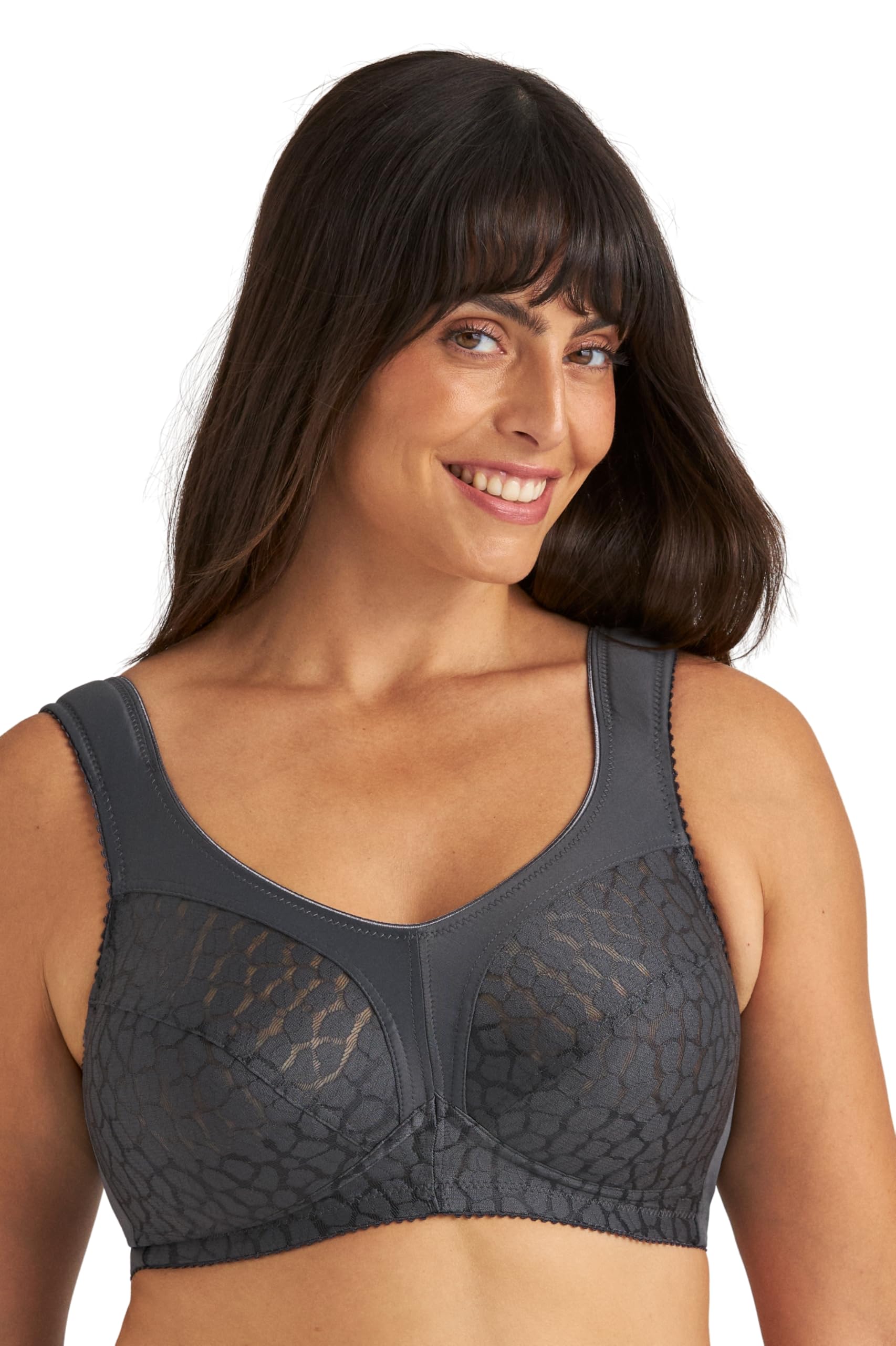 Miss Mary of Sweden Lovely Jacquard Women’s Full Coverage Non-Wired Bra 46H Dark Grey