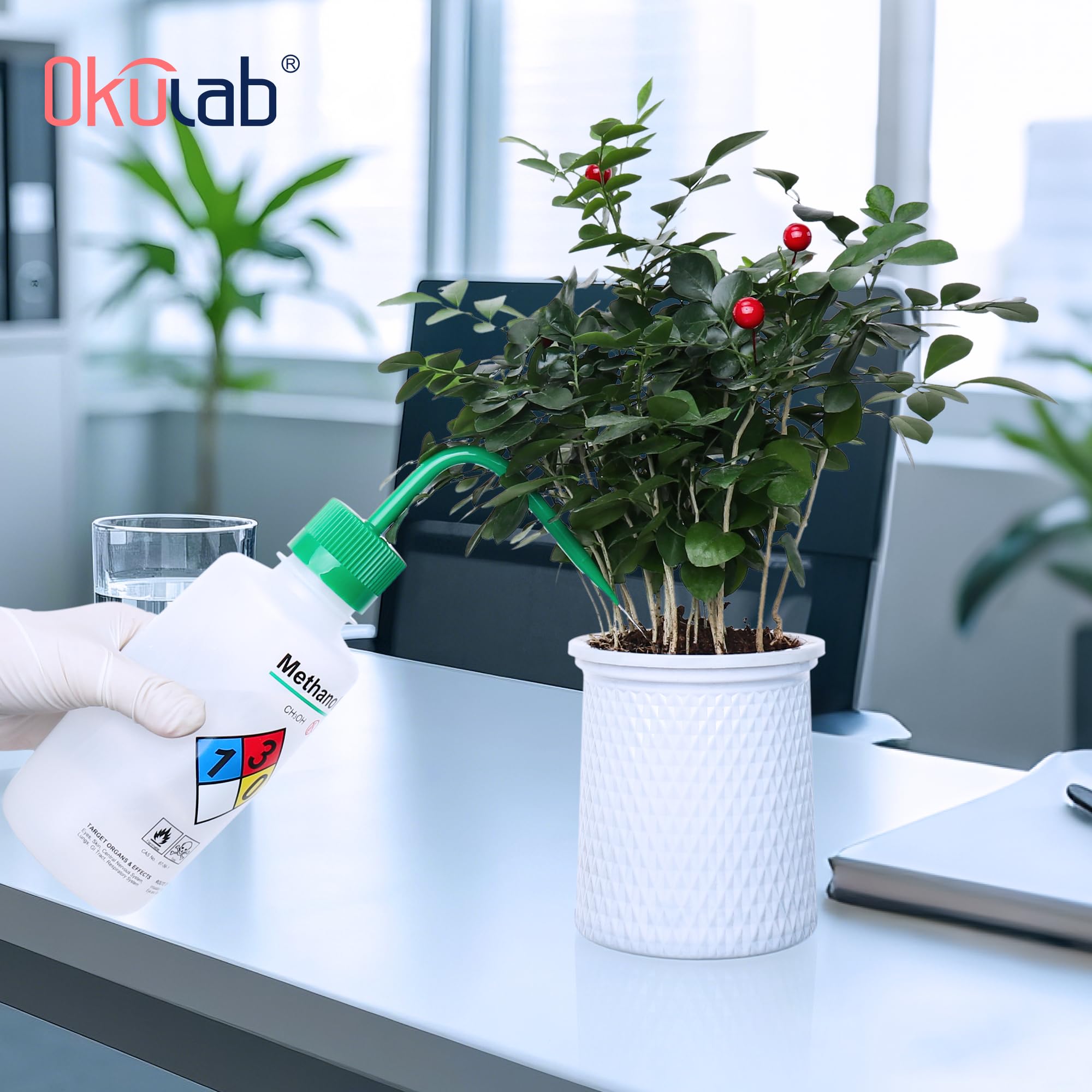 6 botellas de lavado de agua de seguridad, vol.500 ml, botella de chorro de metanol con boca estrecha para laboratorio WBM500A6