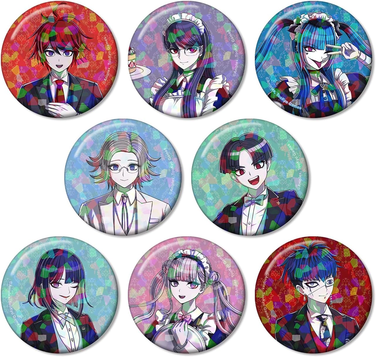 HUNDRED LINE Final Defense Academy Maid & Butler Ver. Trading Hologram Tin Badges Box of 8