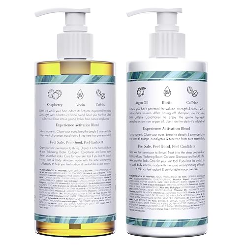 Vista 13 de Tree to Tub Champú voluminizador para engrosar el cabello, biotina, colágeno, champú de aceite de argán sin sulfato con bayas silvestres y aceite