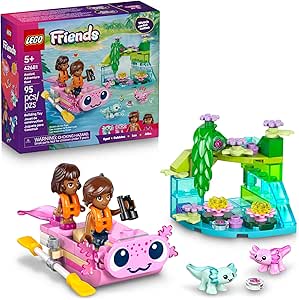 LEGO Friends Axolotl Adventure Boat Building Toy for Girls &amp; Boys - Pretend Play Set for Kids, Ages 5+ - W/Leo Minidoll, Alba Microdoll, 2 Toy Pets, &amp; Accessories - Gift Idea for Birthdays - 42681