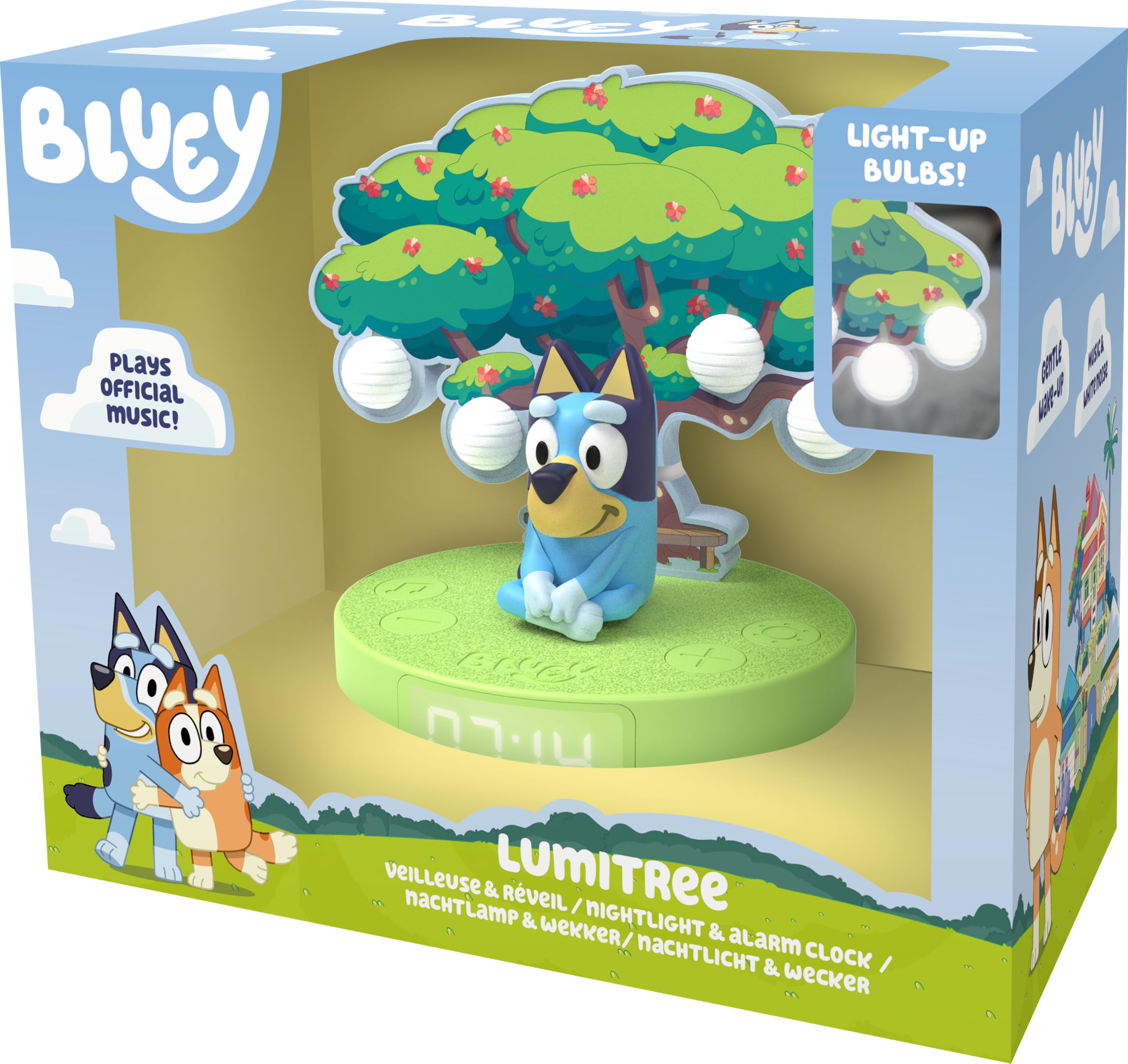 BIGBEN Luz nocturna musical y reloj despertador con música inalámbrica BLUEY, con licencia oficial - Batería recargable - Diseño original - LUZ