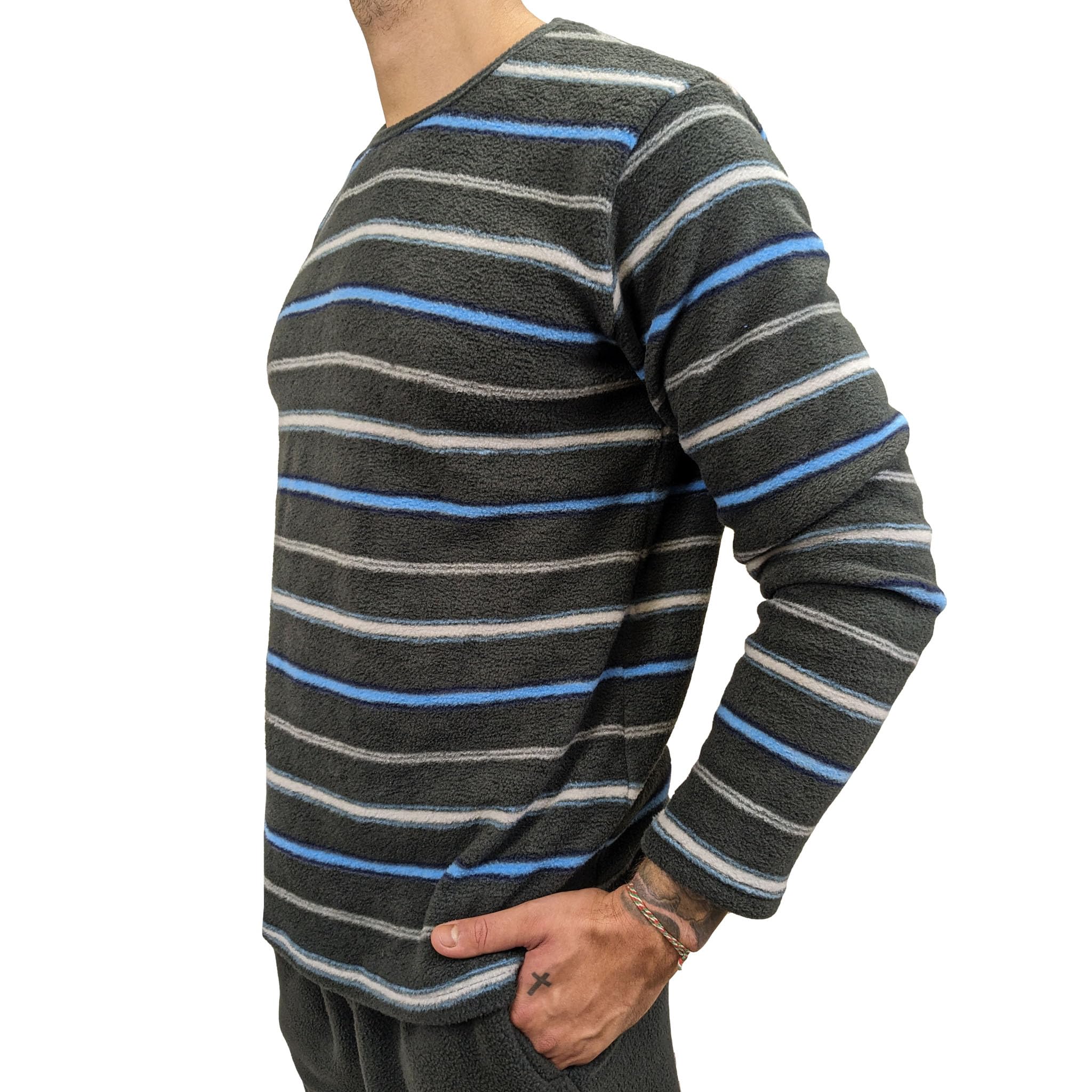 Conjunto de pijama de forro polar cálido para hombre, conjunto de pijama de invierno