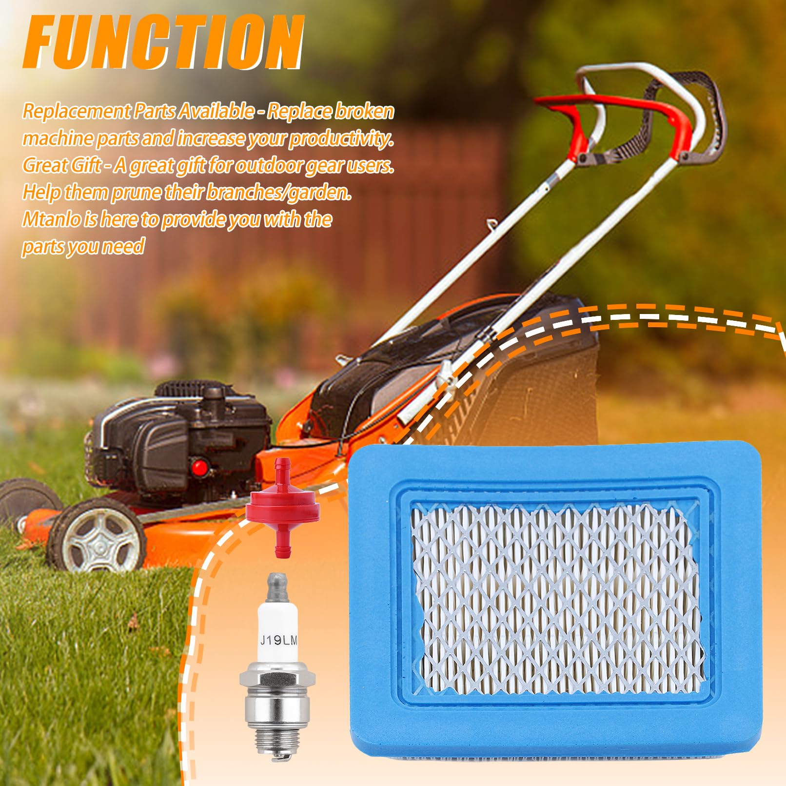 Mtanlo Air Filter For 491588S Lawnmowers Replacement, For 491588 399959 491588S Replaces J19LM Spark Plug 5108B Oil Filter - Image 2