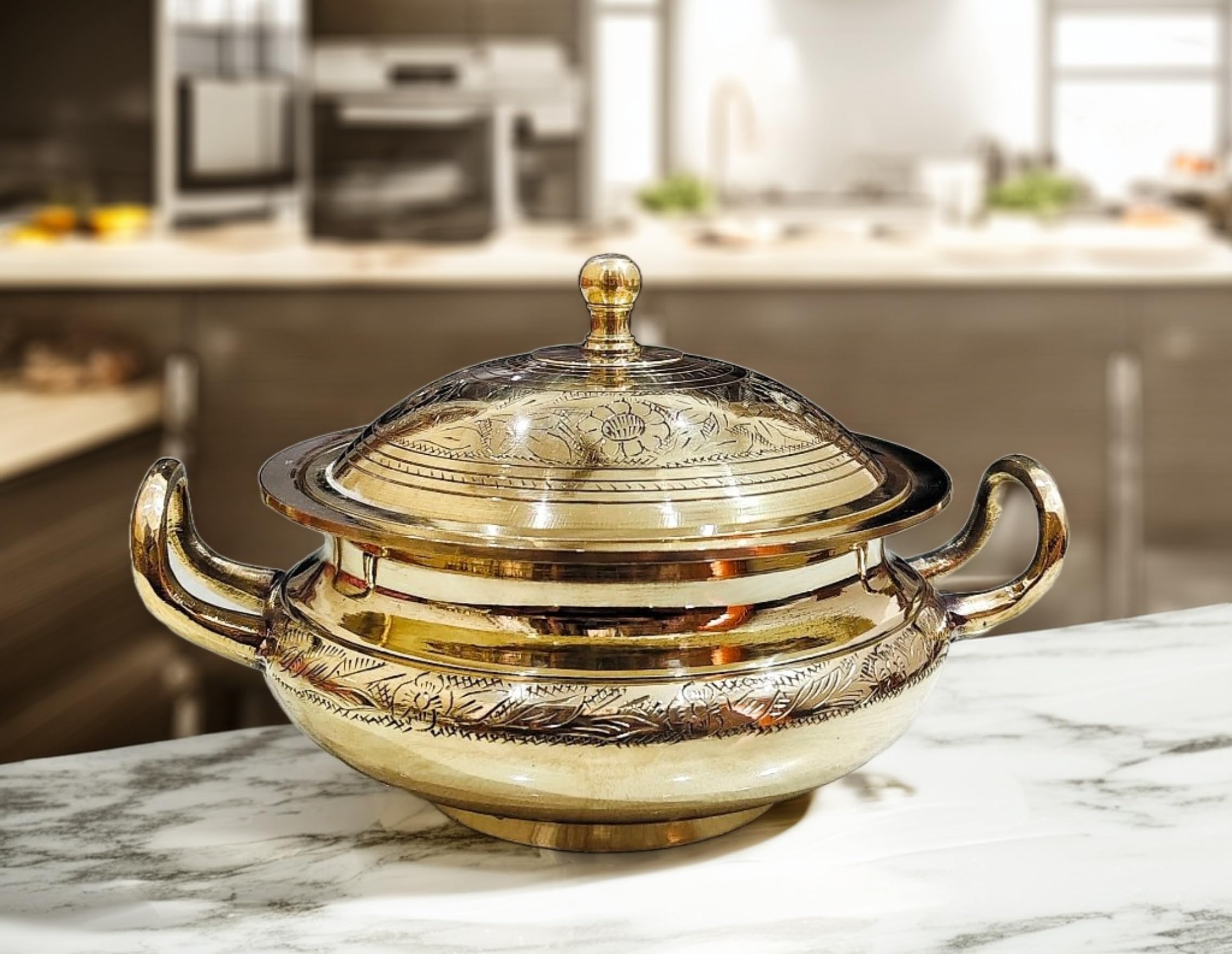 Buy PITAL NAGRI ECRAFT Pure Brass Handi Casserole With Brass