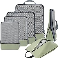 Vista 191 de BAGAIL 4 juegos/6 juegos/8 cubos de compresión para embalaje, accesorios de viaje, organizadores de embalaje expandibles (malla cuadrada, 06-beige)
