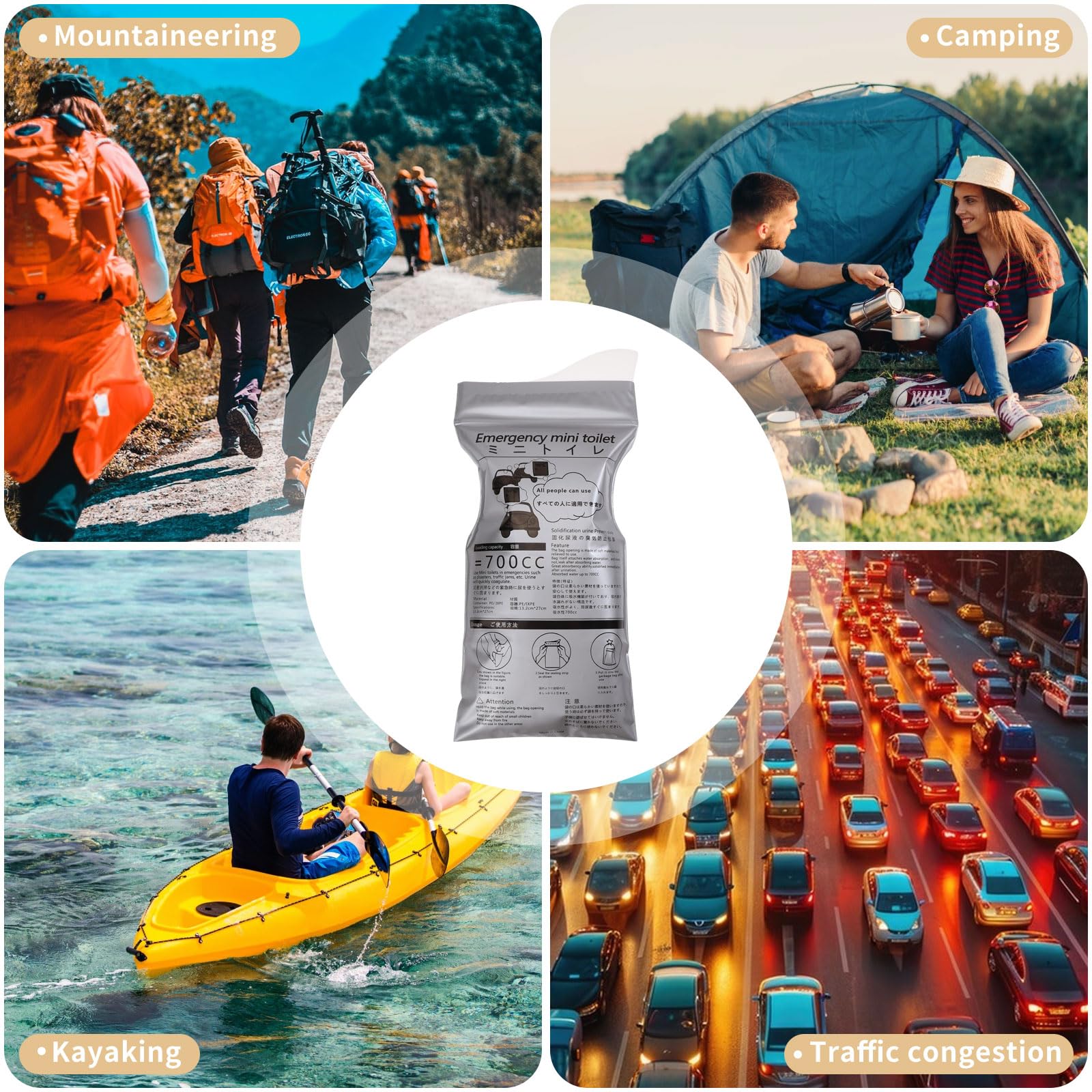 FREEBLOSS 100 Stück Einweg Pipibeutel Tragbare Urinbeutel Notfalltoilette Für Patienten Erwachsene Fahrer Reisen Outdoor Camping Roadtrip (Fassungsvermögen 700 ml)