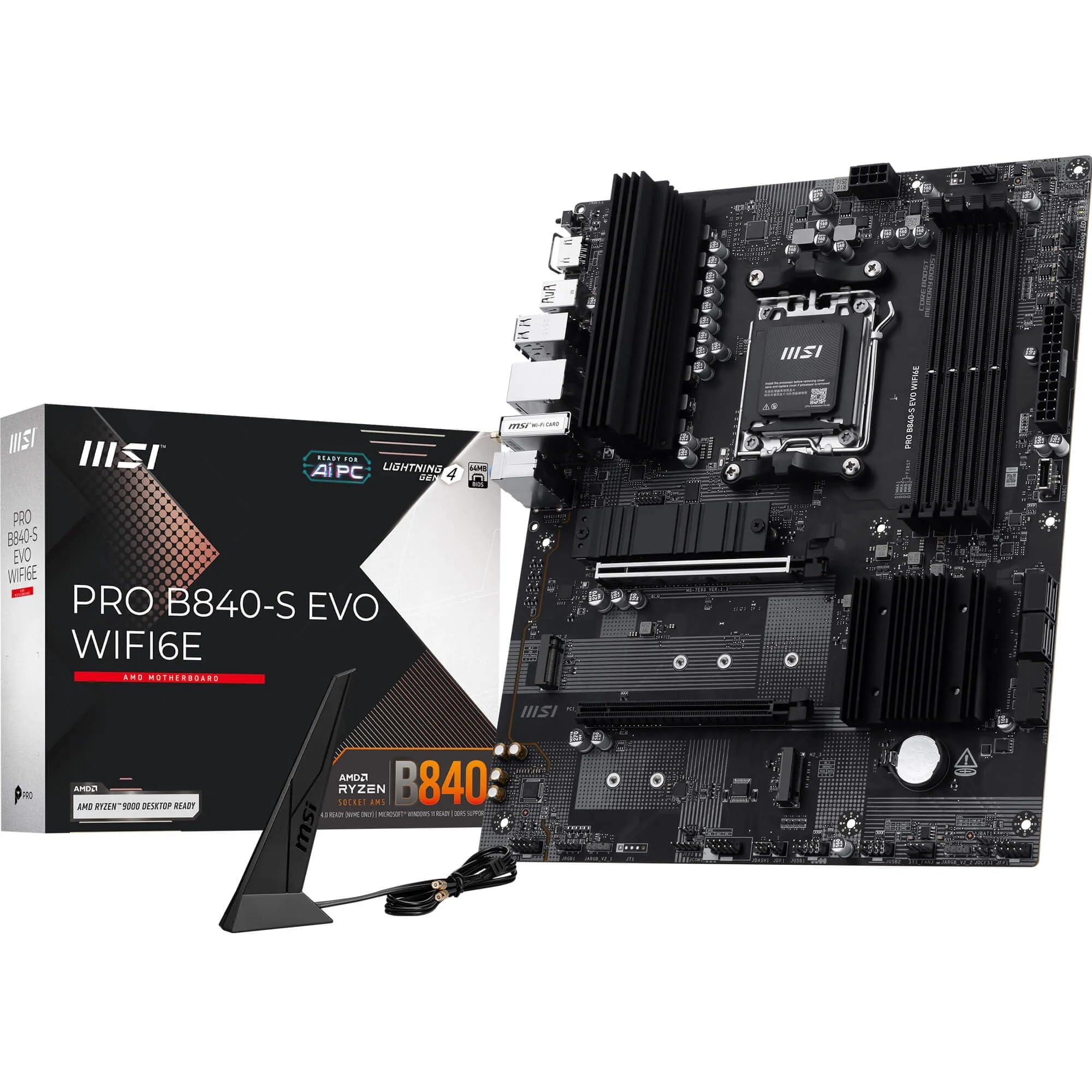 Msi Black/Light/Dark Pro B840-S Evo Wifi6e Amd B840 Socket Am5 Atx