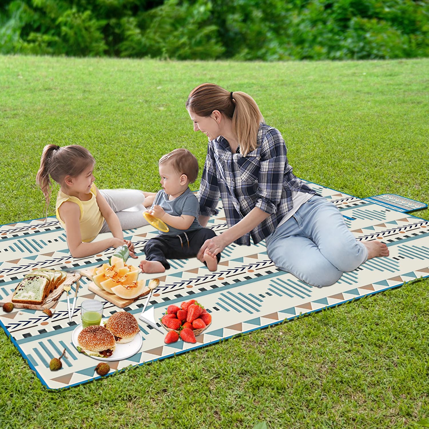 Onperpoe Koc piknikowy, wodoszczelny, 150 x 200 cm, ultralekki, ultra cienki, przenośny, bez piasku, na kemping, do użytku na zewnątrz, na plażę, piknik, kemping i wędrówki