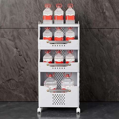 Miniatura 4 de Cesta de lavandería con ruedas, cesta de lavandería plegable, soporte para cesta de lavandería apilable, cesta de lavandería rodante, cesta de ropa