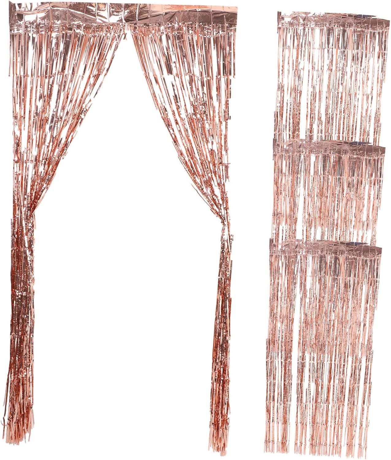 Zerodeko 4pcs Tinsel Foil Fringe Curtains Metallic Backdrop for Bachelorette Parties Birthday Celebrations and Wedding Decor Easy Installation Reusable Party Decorations
