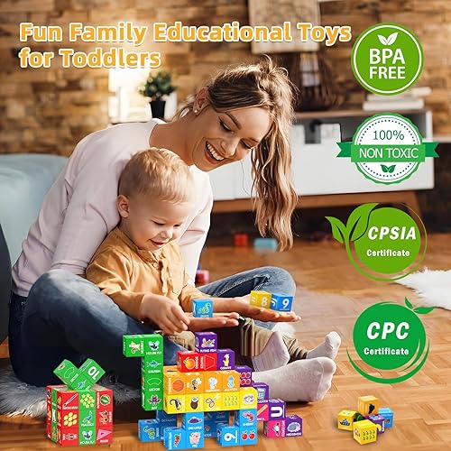 Miniatura 4 de Bloques magnéticos para niños pequeños de 1 a 3, 1.4 pulgadas, bloques de construcción grandes, número ABC, juguetes de aprendizaje para niños de 1,