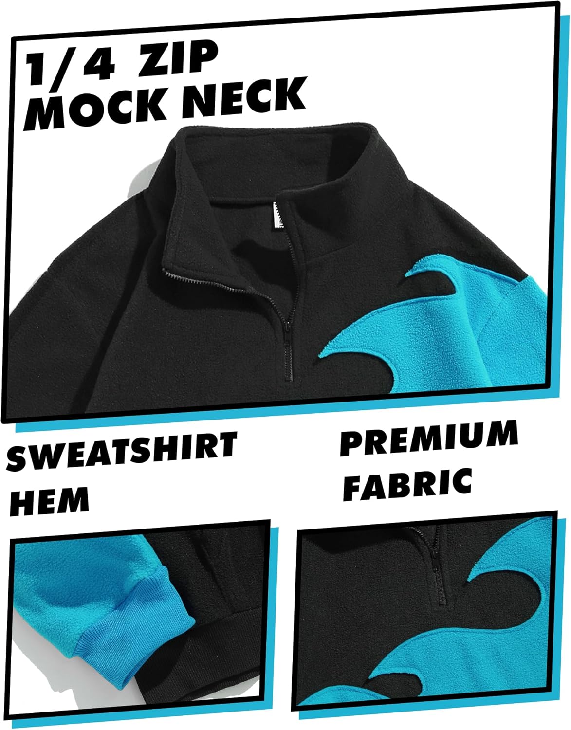 ZAFUL Flame Graphic Sweatshirt for Men Oversized Quarter Zip Pullover with Pocket - Image 3