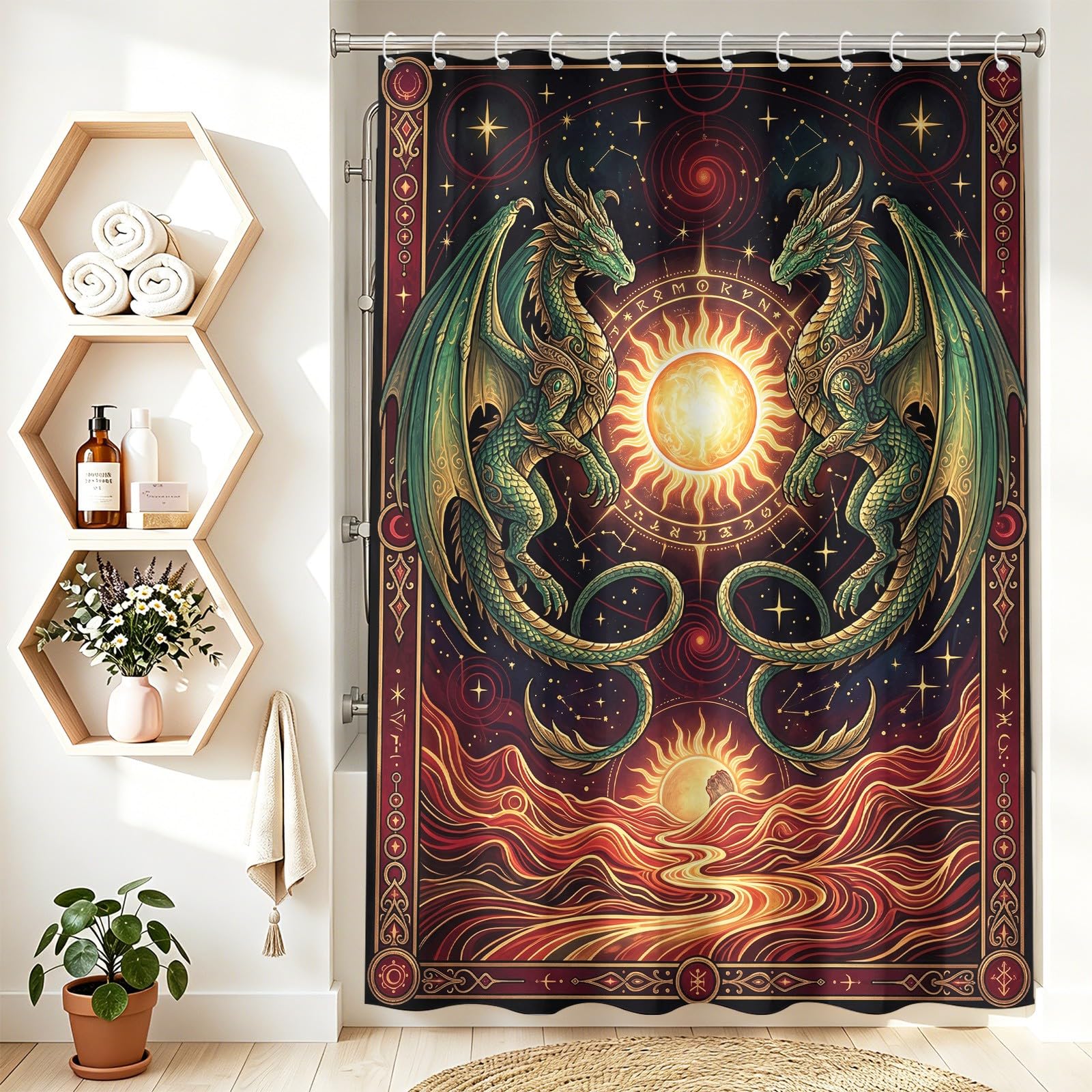 Generisch Drache - Tenda da doccia, 200 x 200 cm, colore: marrone