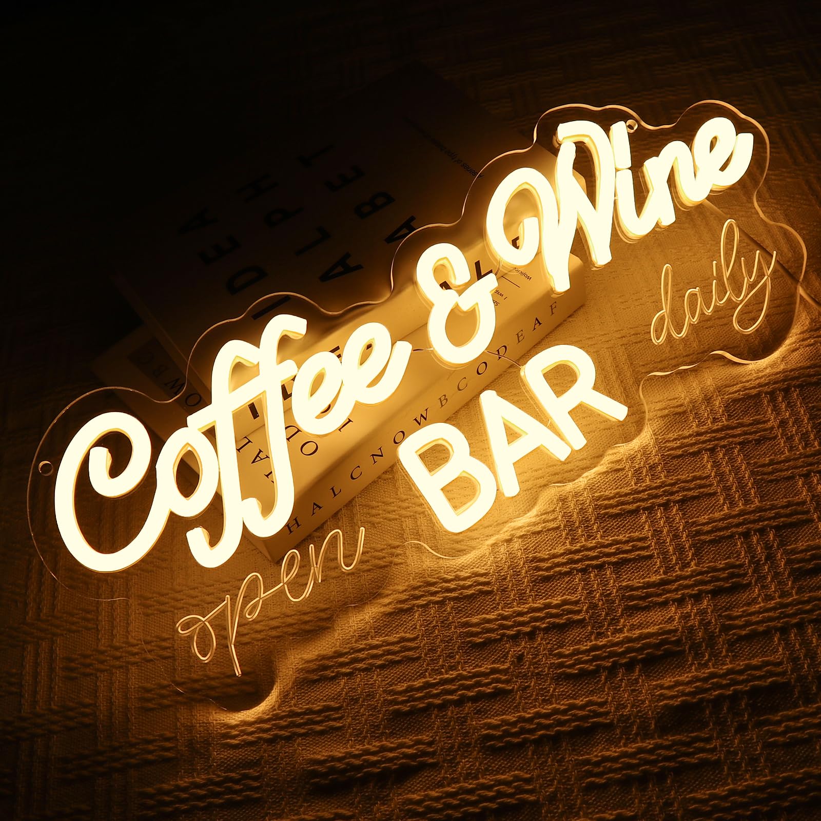 Cartel de neón para café y vino, señal de neón LED para pared, esquina de café, letrero LED USB para cafetería, bar, dormitorio, club, negocios, hogar, cocina, pub, fiesta, decoración