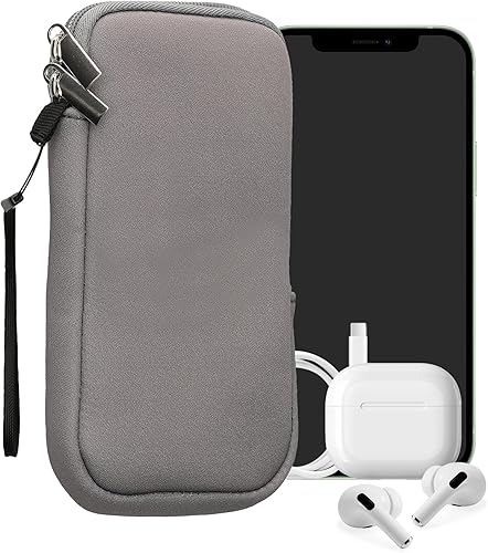 Miniatura 103 de kwmobile Bolsa de neopreno para teléfono tamaño XL - 6.7/6.8 pulgadas - Funda universal para celular con cremallera, correa para la muñeca, amarillo
