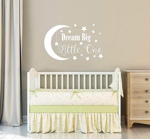 Miniatura 2 de Dream Big Little One - Calcomanía de pared para guardería, decoración de guardería, cita de pared de guardería, calcomanía de vinilo extraíble para