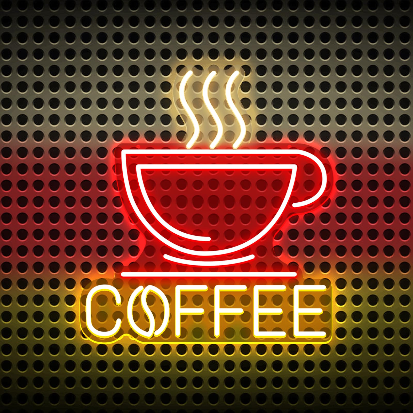 Coffee Cup Led Neon Light Signs 5V USB Powered Acrylic with Dimmable Switch Hanging Chain for Cafe Bar Adjustable Brightness Coffee Light Up Sign for Restaurant Store Window Hotel Pub