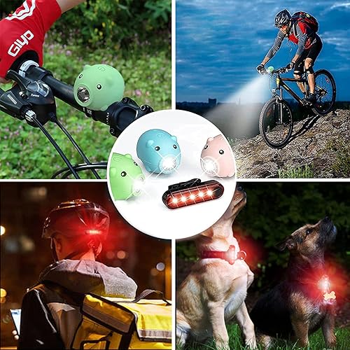 Miniatura 9 de Luces de bicicleta para niños para montar por la noche, luces de bocina de bicicleta para niñas, juego de faros y luces traseras recargables para