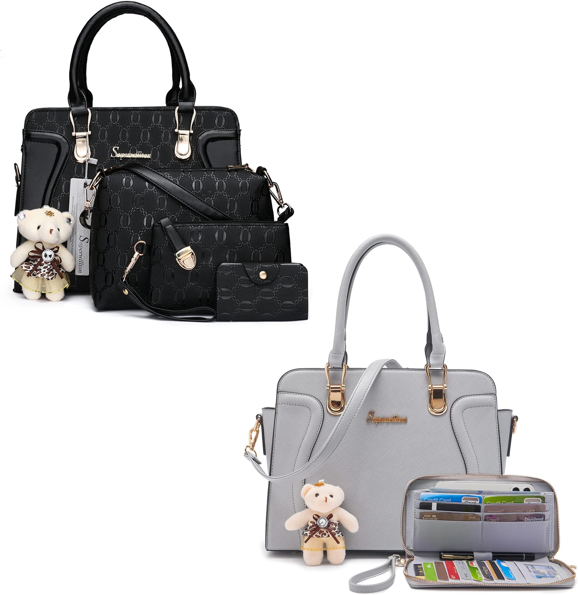Women's Fashion Handbags Tote Bags Shoulder Bag Top Handle Satchel Purse Set