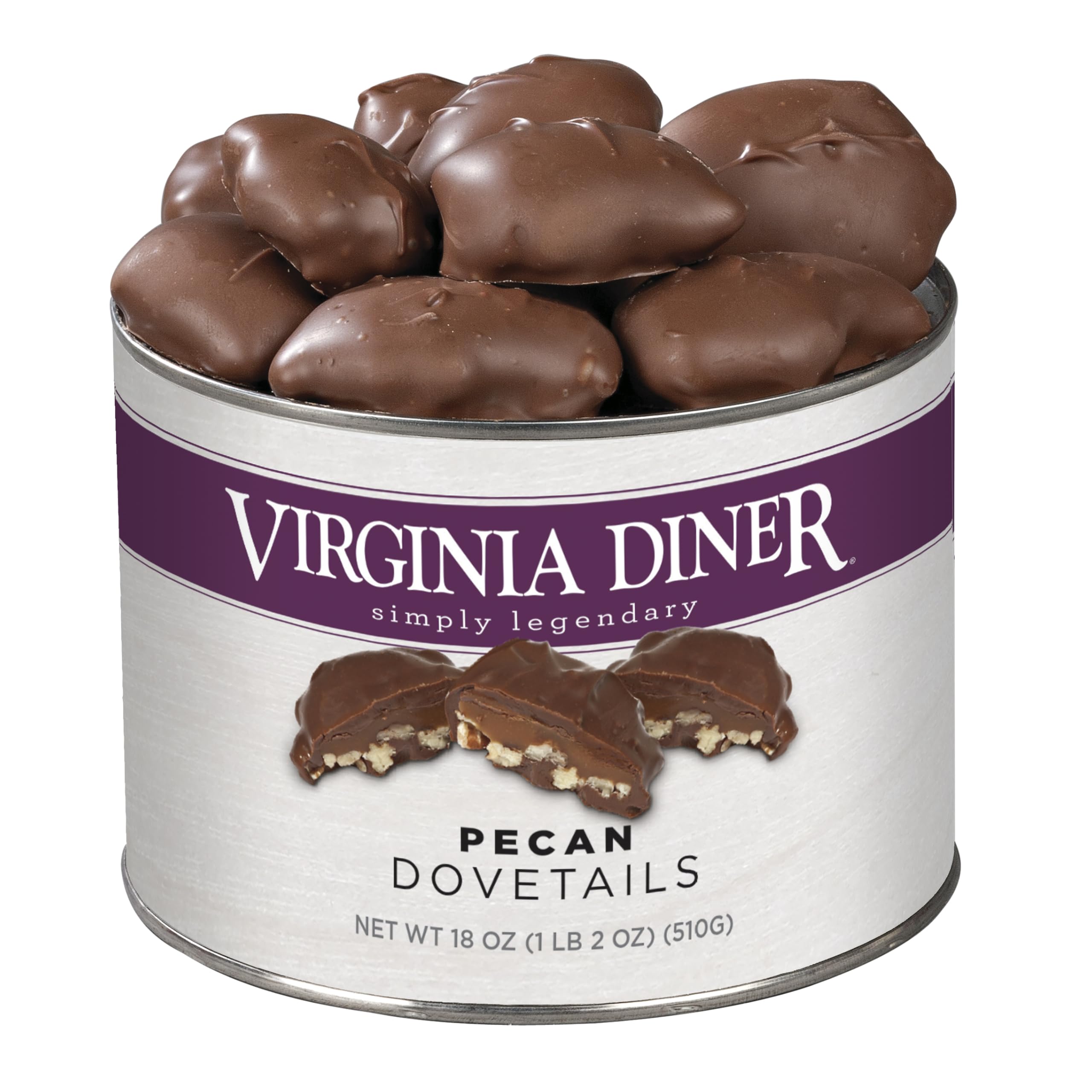 Virginia Diner Chocolate Pecan Dovetail Candy Clusters with Caramel - Preservative Free Gifts from Virginia Since 1929-18 Oz